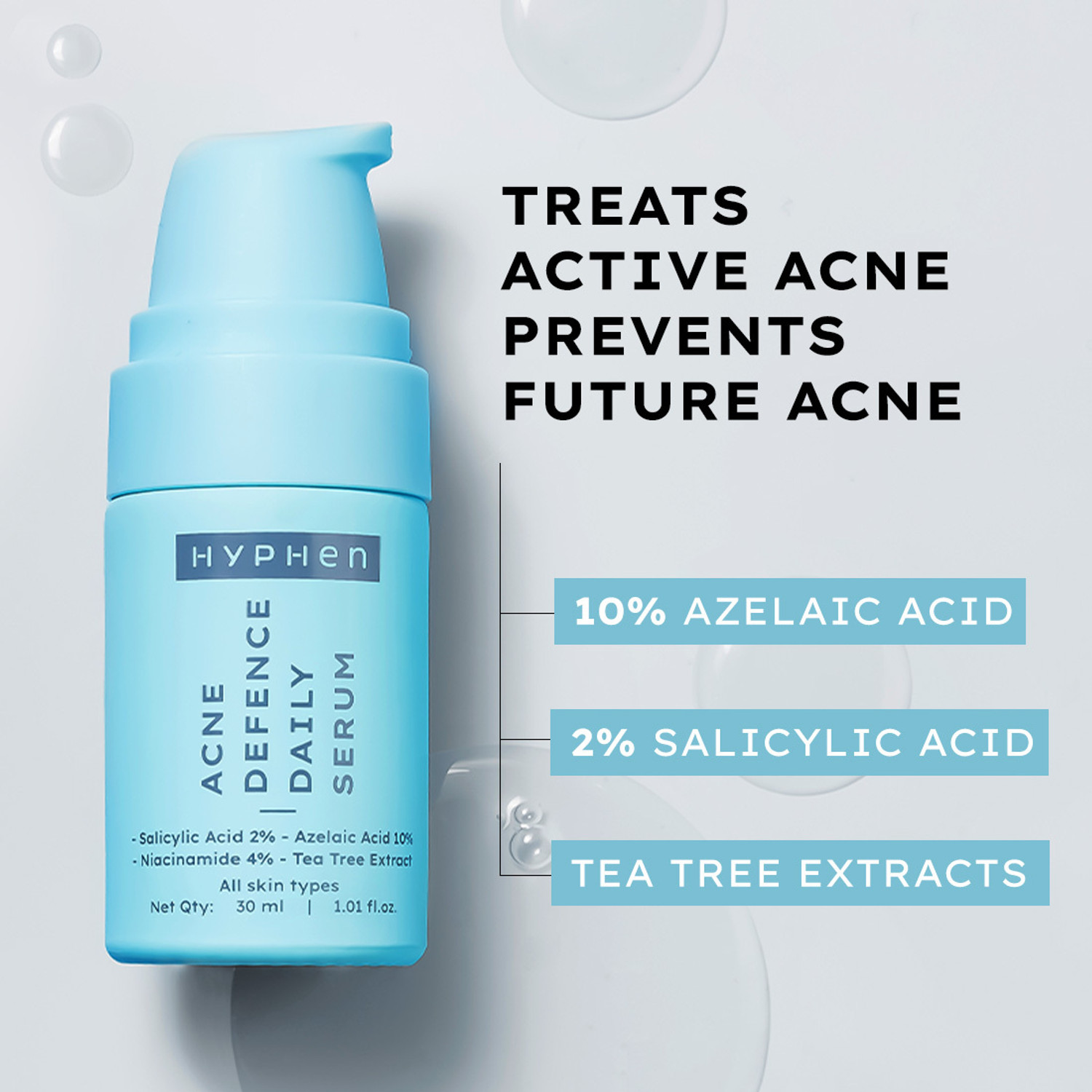 Image of HYPHEN Anti Acne 10% Azelaic Acid 2% Salicylic Acid Face Serum | Fades Acne Marks
