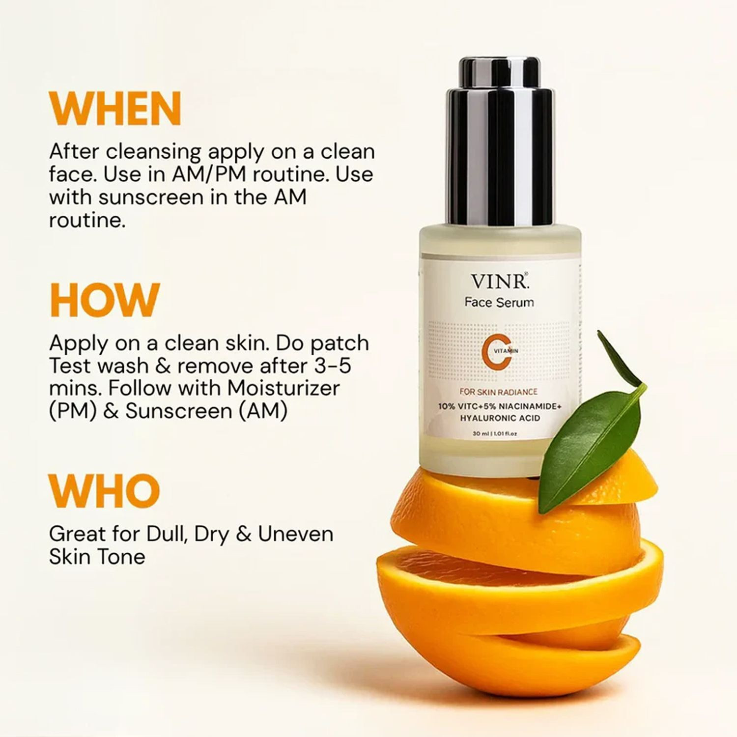 Image of VINR 10% Vitamin C Face Serum with 5% Niacinamide & Hyaluronic Acid for Brightens Skin| Reduces Pigmentation| Fades Dark Spots|Lightweight & Non-Sticky|Suitable For All Skin Types |