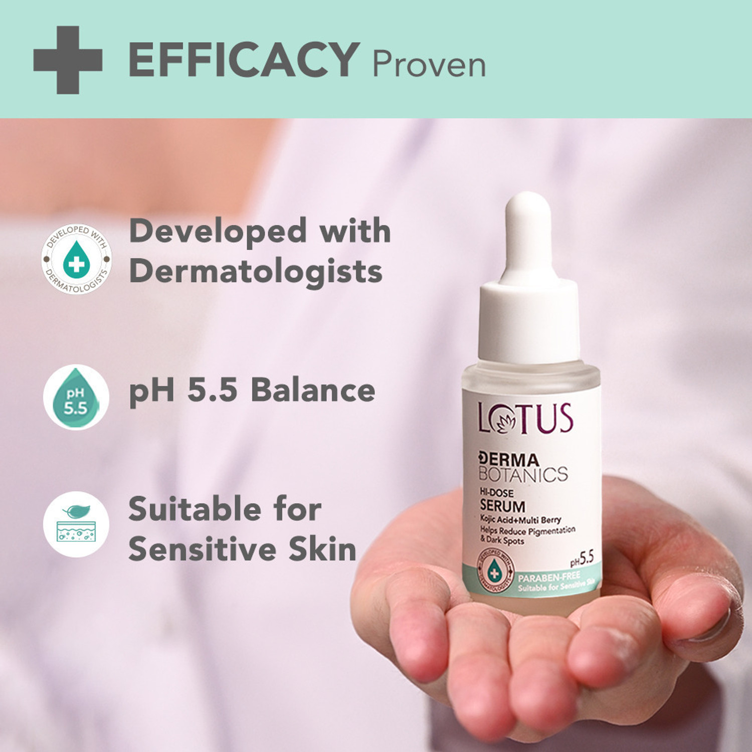 Image of LOTUS DERMA BOTANICS Hi-Dose Serum Kojic Acid + Multi Berry | Reduce Pigmentation |For Sensitive skin