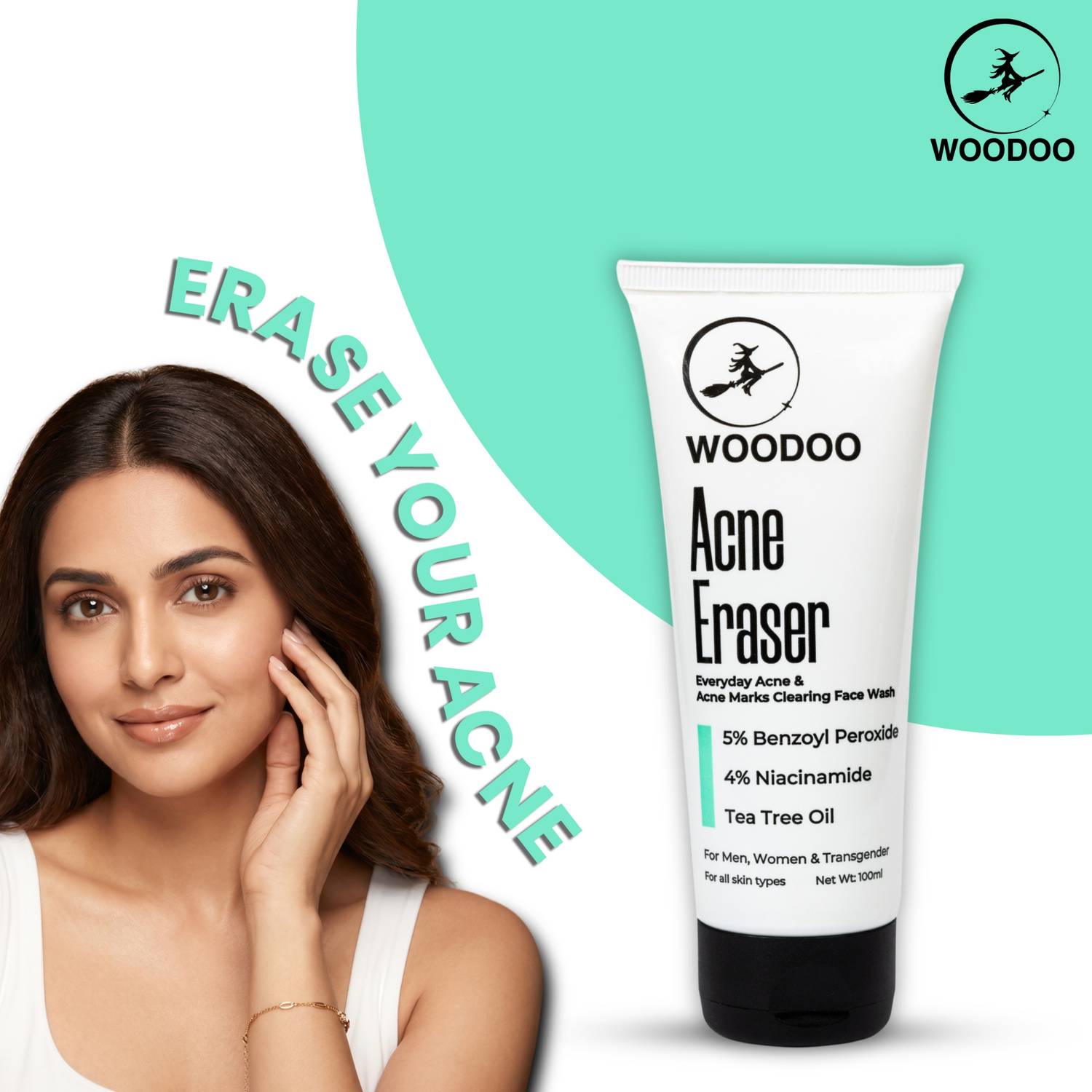 woodoo Acne Eraser Face Wash 100ml - Image 2