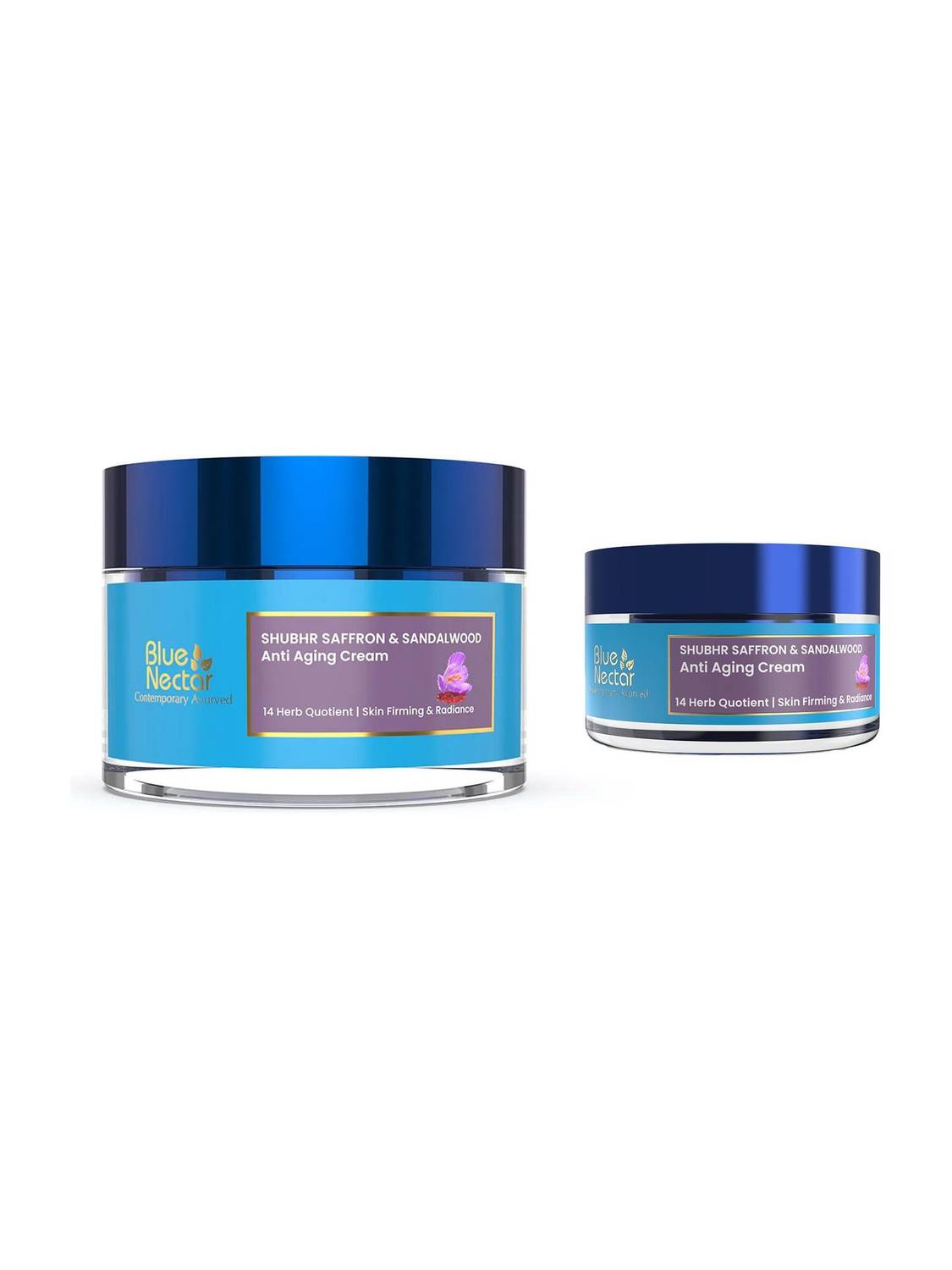 Blue Nectar Ayurvedic Anti Aging Cream, Saffron Face Moisturizer Cream for Women (50g+15g)