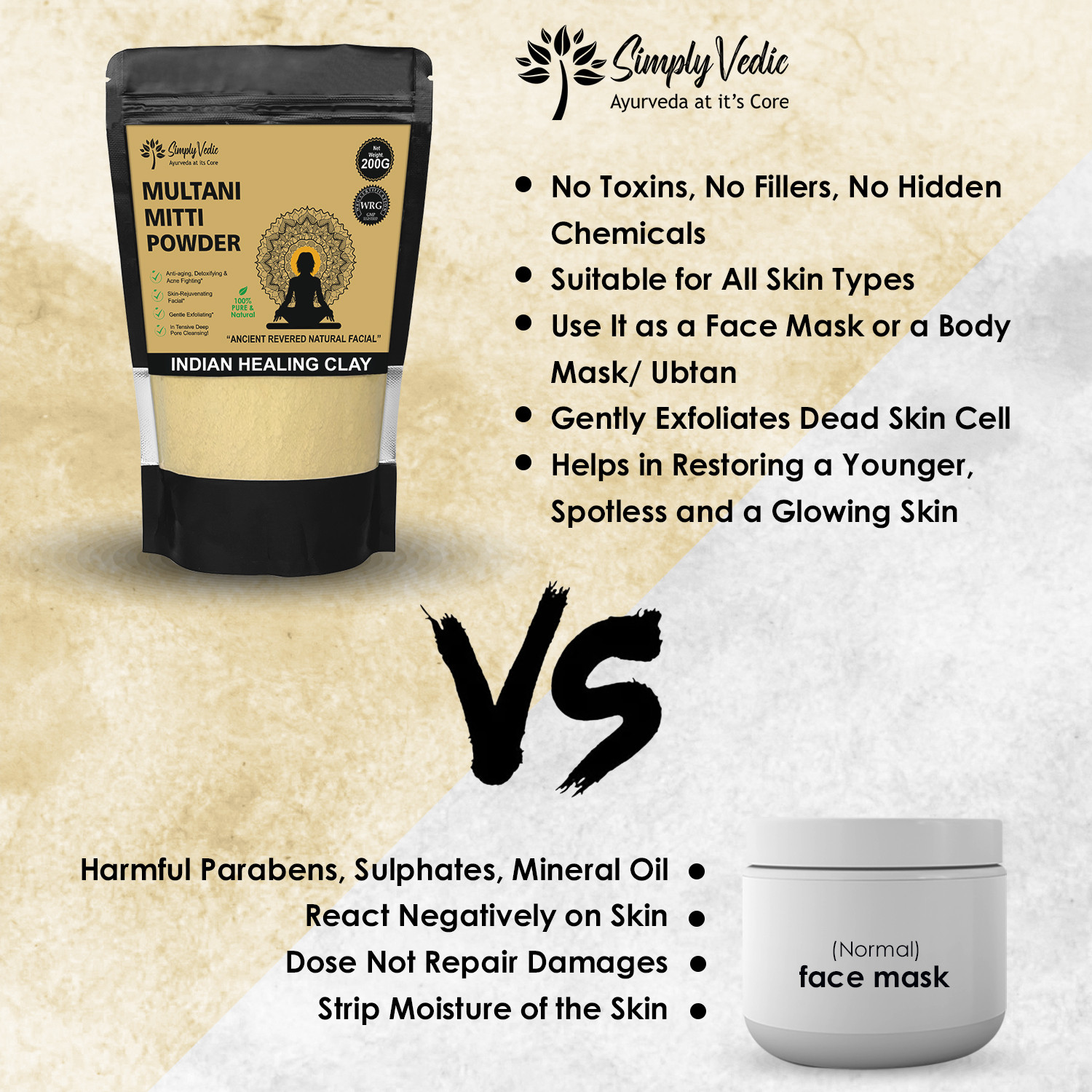 Image of Simply Vedic 100% Natural Multani Mitti Powder