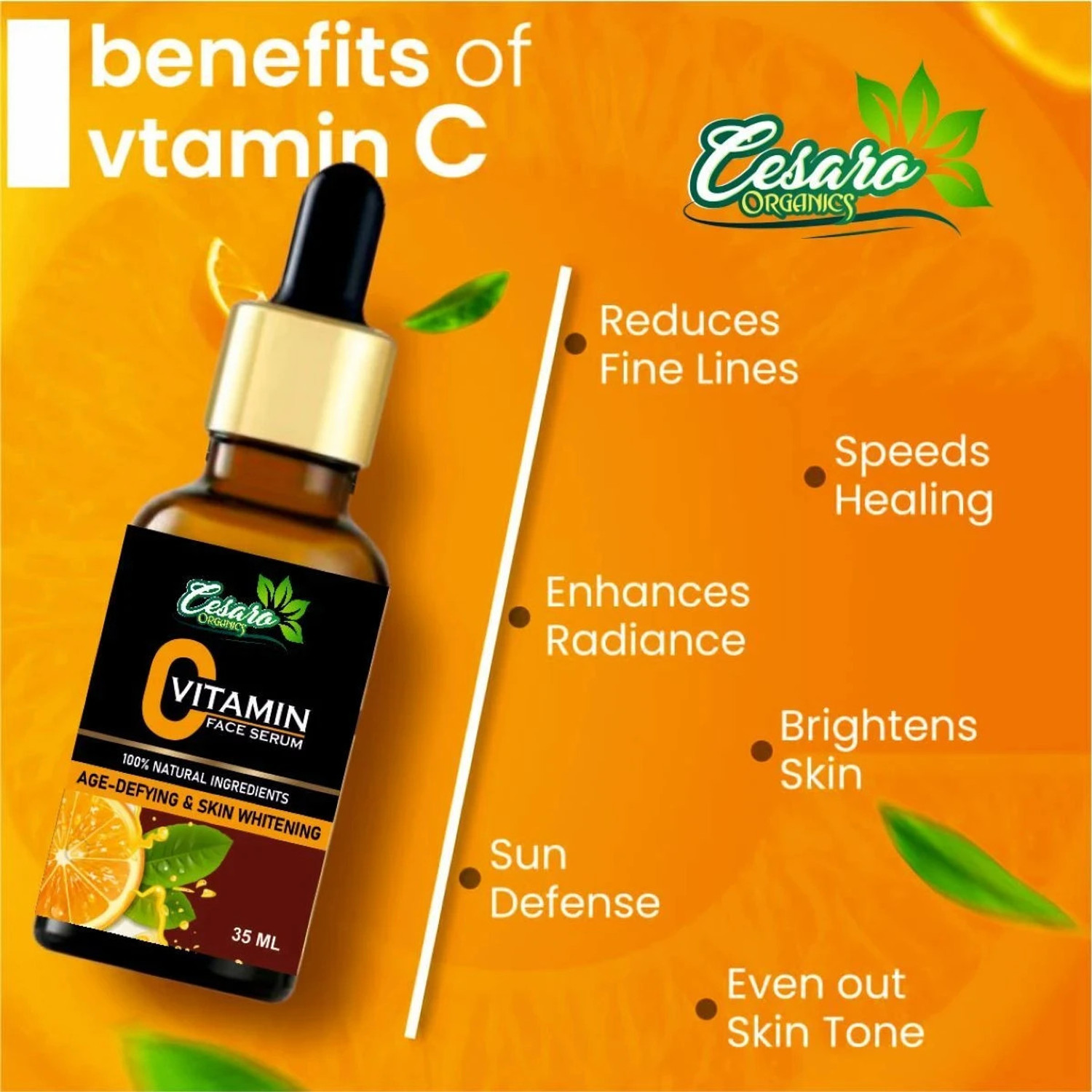 Image of Cesaro Organics Vitamin C Serum For Skin whitening & Hyperpigmentation