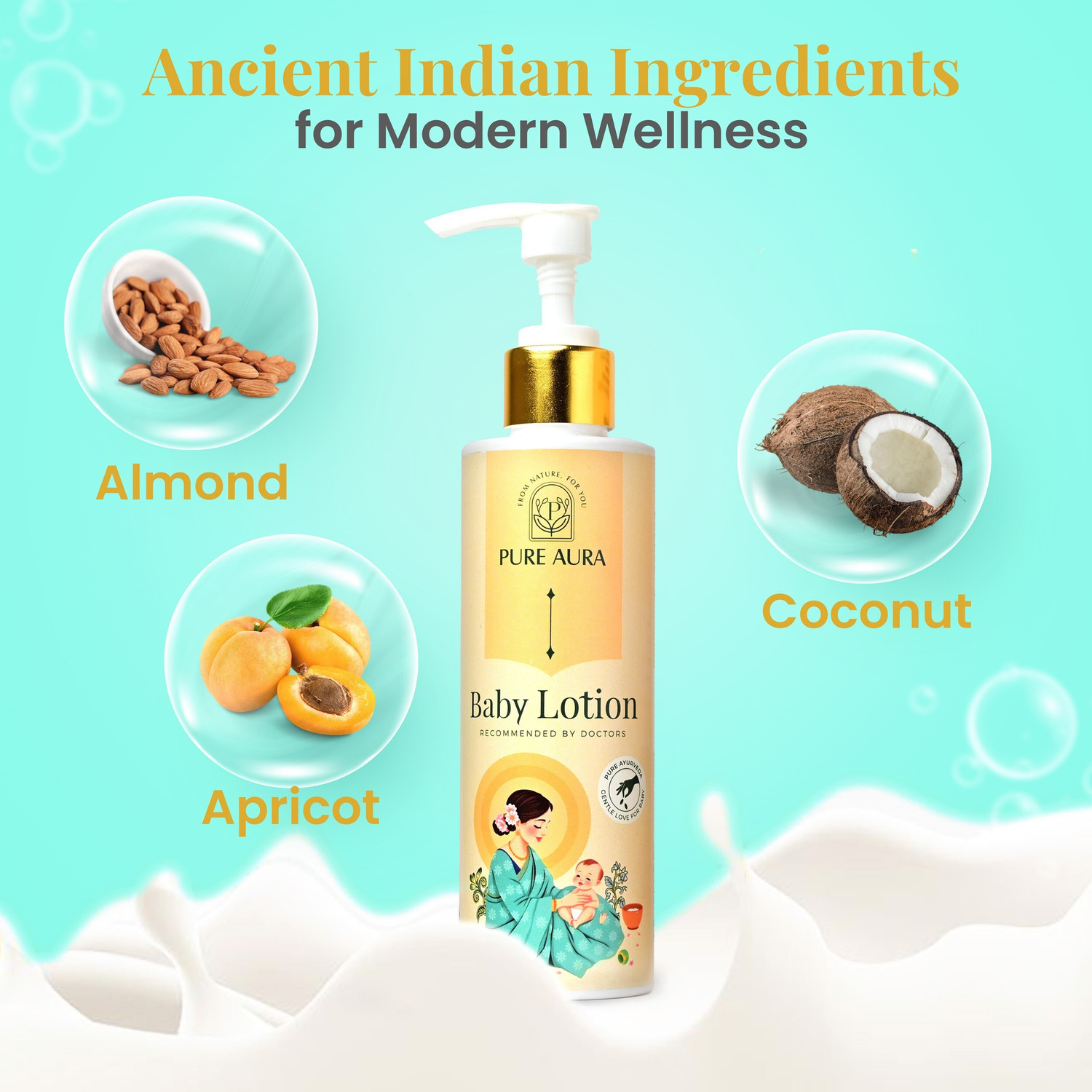 Image of Pure Aura Baby Moisturizing Lotion | Nourishing Cream for Soft & Sensitive Skin