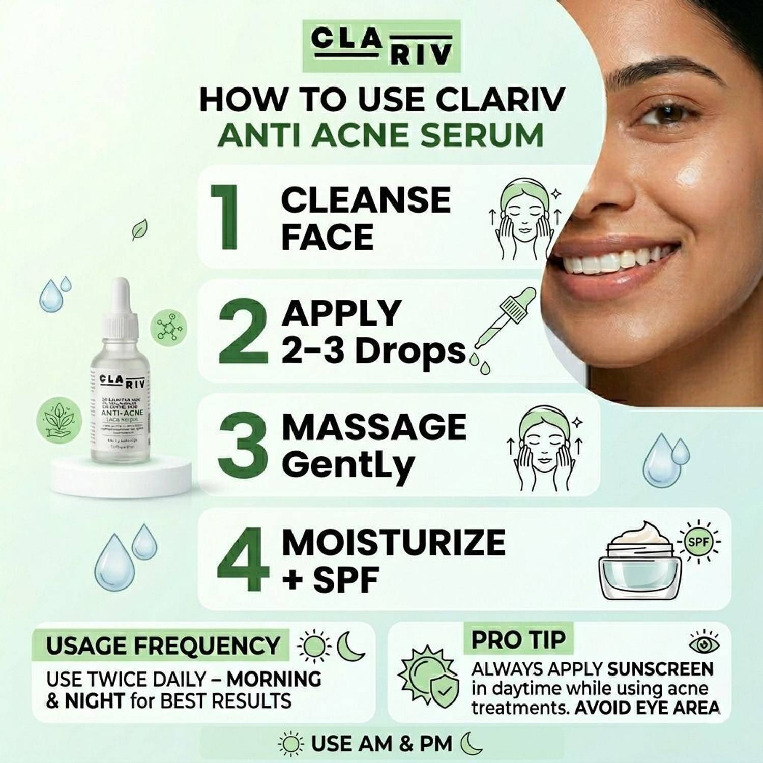 CLARIV Anti-Acne Serum with Niacinamide, Salicylic & Azelaic Acid - Image 4