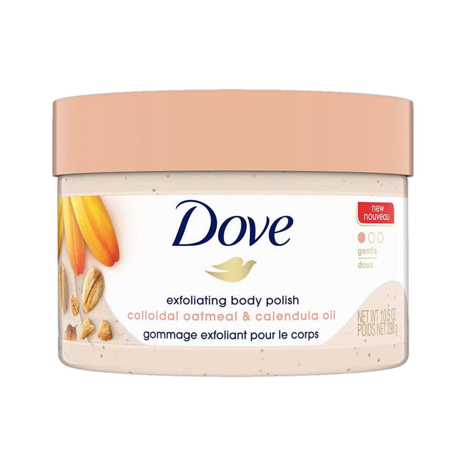 Image of DOVE Exfoliating Body Polish for Delicate Sensitive Skin with Oatmeal & Calendula Oil Scrub
