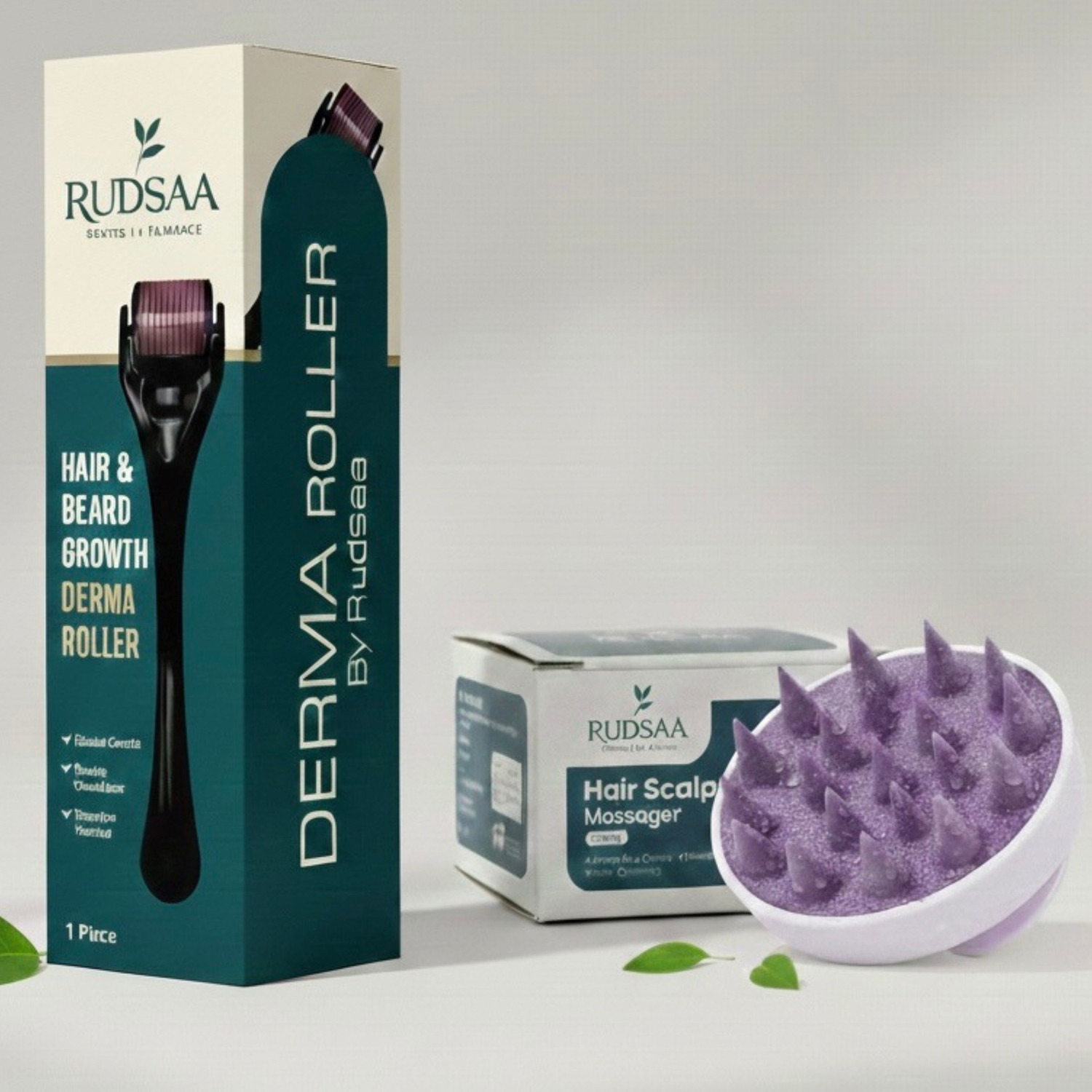 Image of Rudsaa Derma Roller 0.5mm with Scalp Massager Combo for Hair, Beard & Face Growth