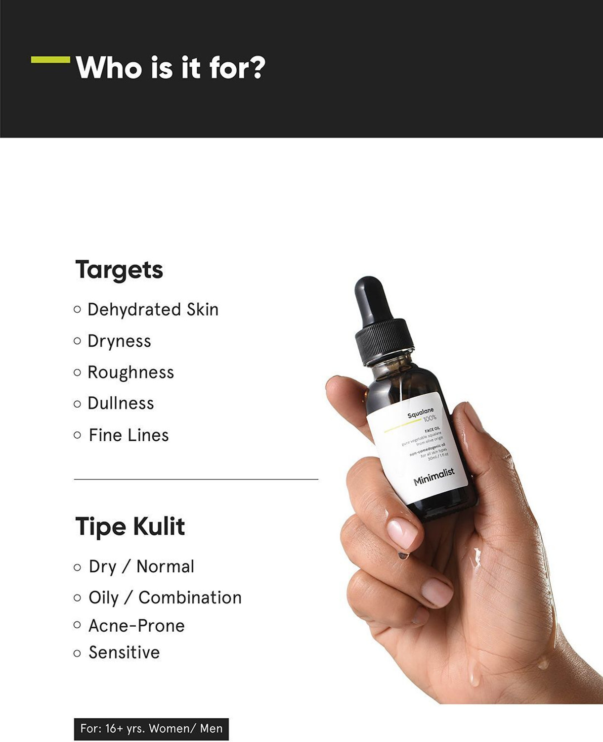 Image of Minimalist 100% Squalane Face Oil for light Moisturization, Skin Hydration & Reducing Fine Lines
