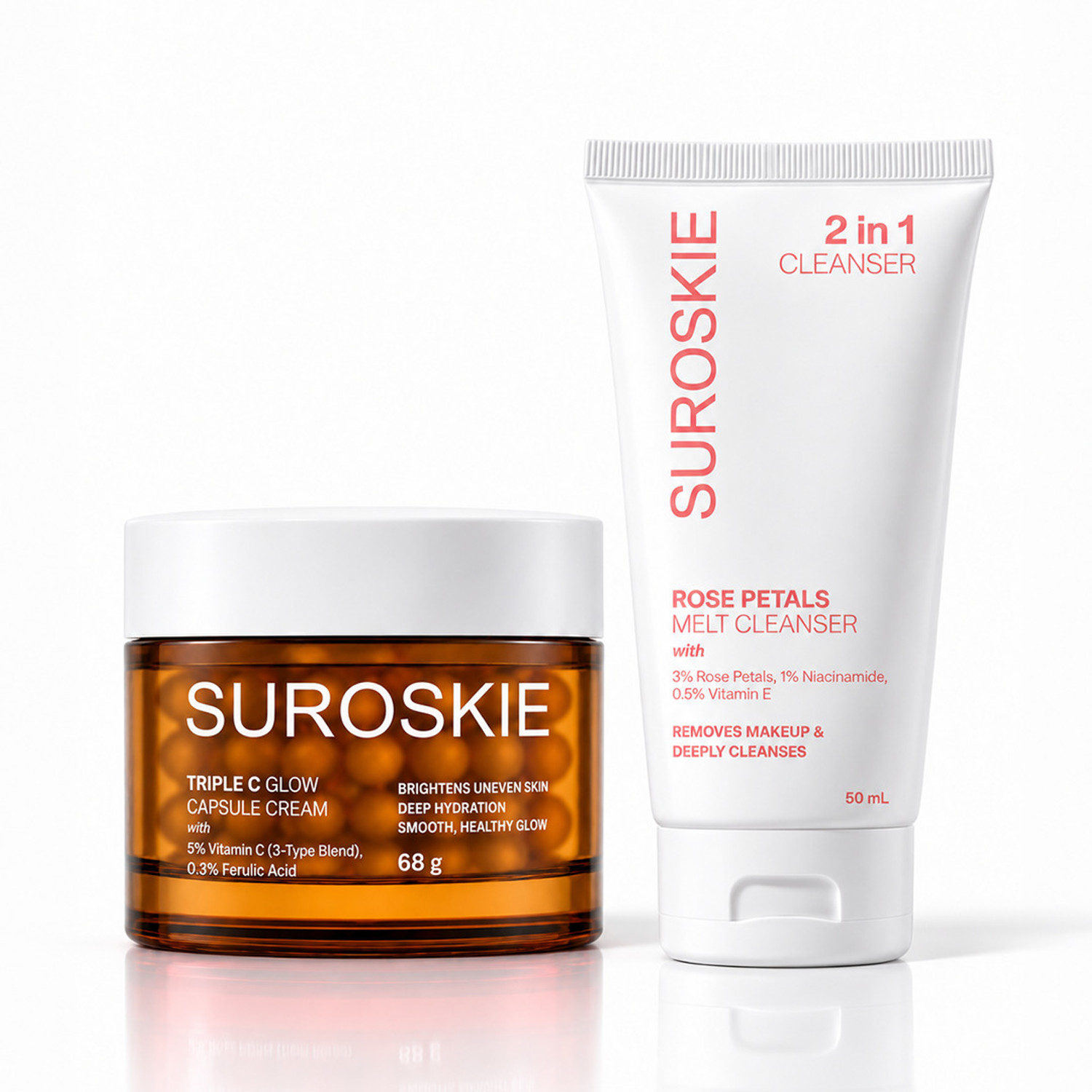 Suroskie Suroskie Triple C Glow Capsule Cream + Rose Petal Melt Cleanser