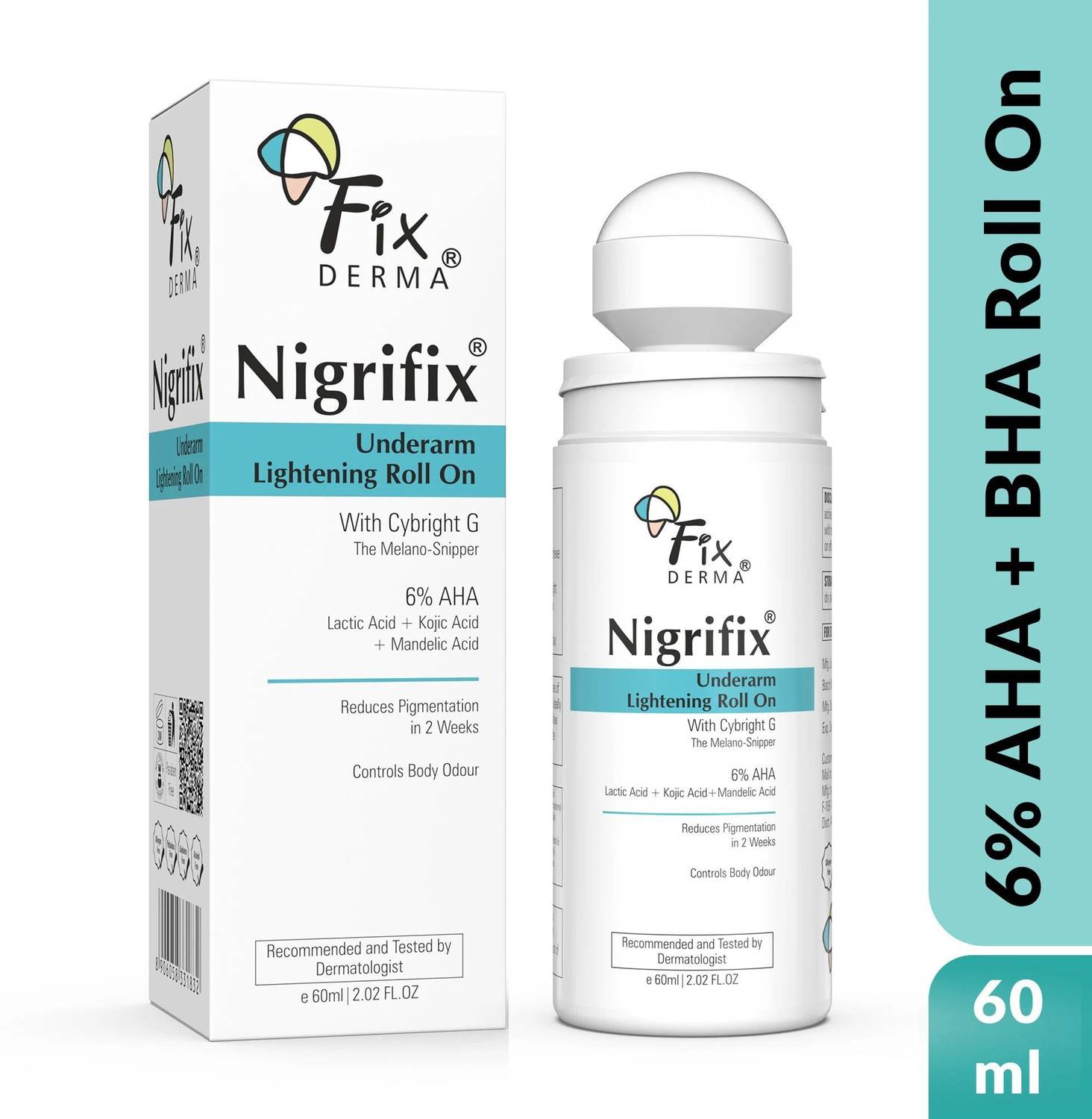 Fixderma Nigrifix Underarm Roll On 6% AHA, 1% Mandelic - Image 1