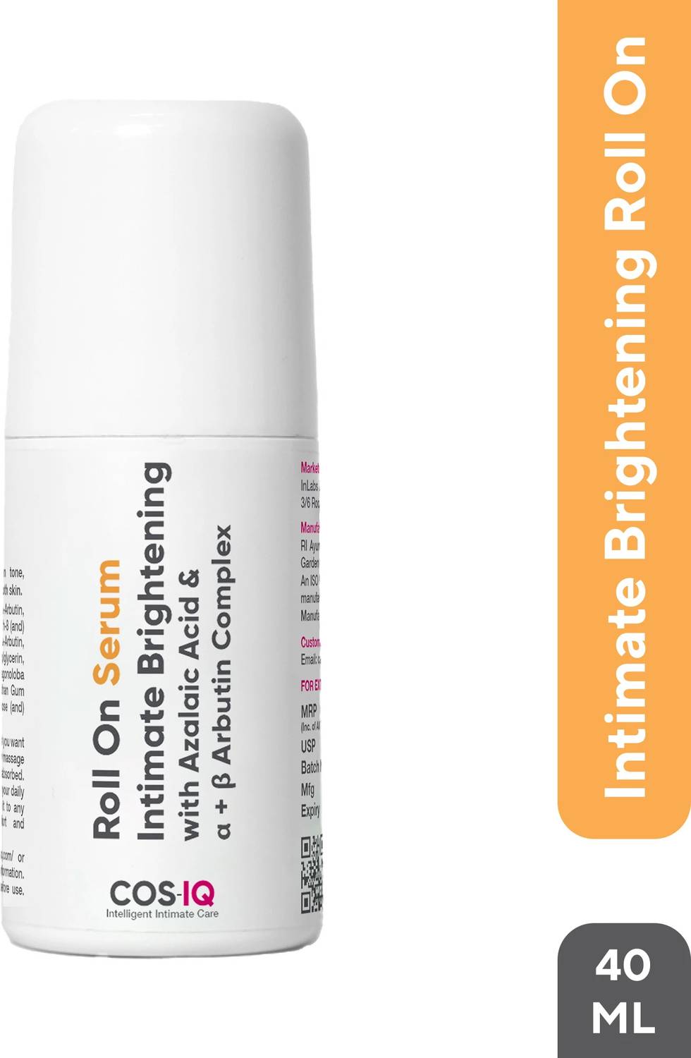 Cos-IQ Intimate Brightening Roll-On Serum, Azelaic Acid & alpha +