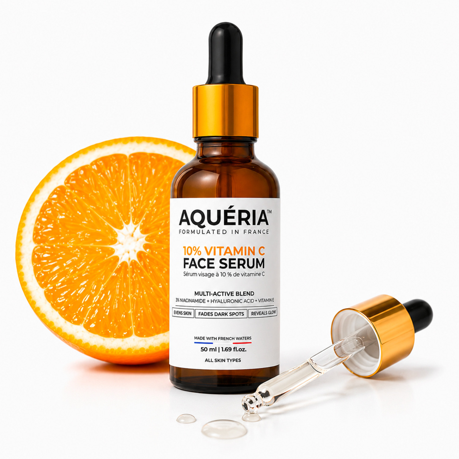 Image of Aqueria 10% Vitamin C Face Serum with 3% Niacinamide & Hyaluronic Acid