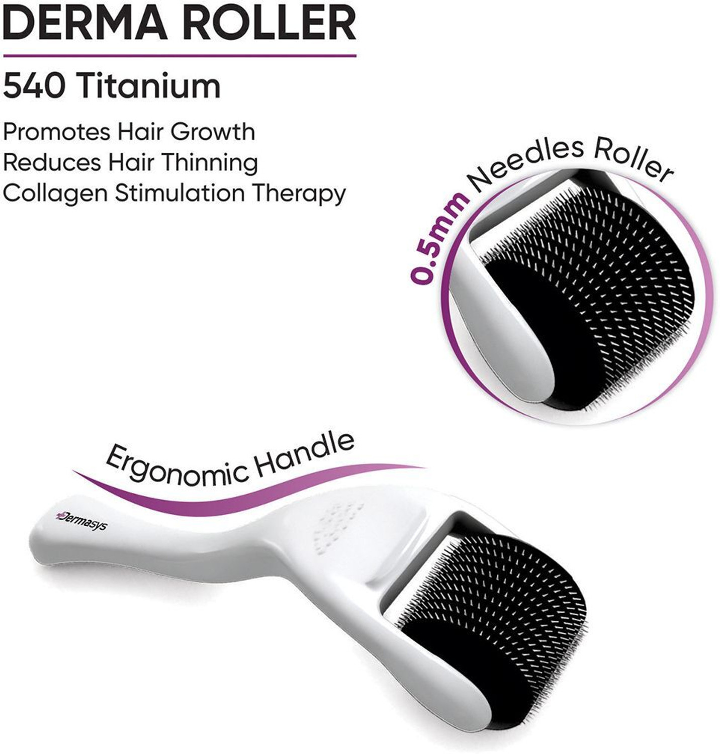 Image of Dermasys Derma Roller for Hair Growth 0.5mm with 540 Titanium Needles for Men & Women