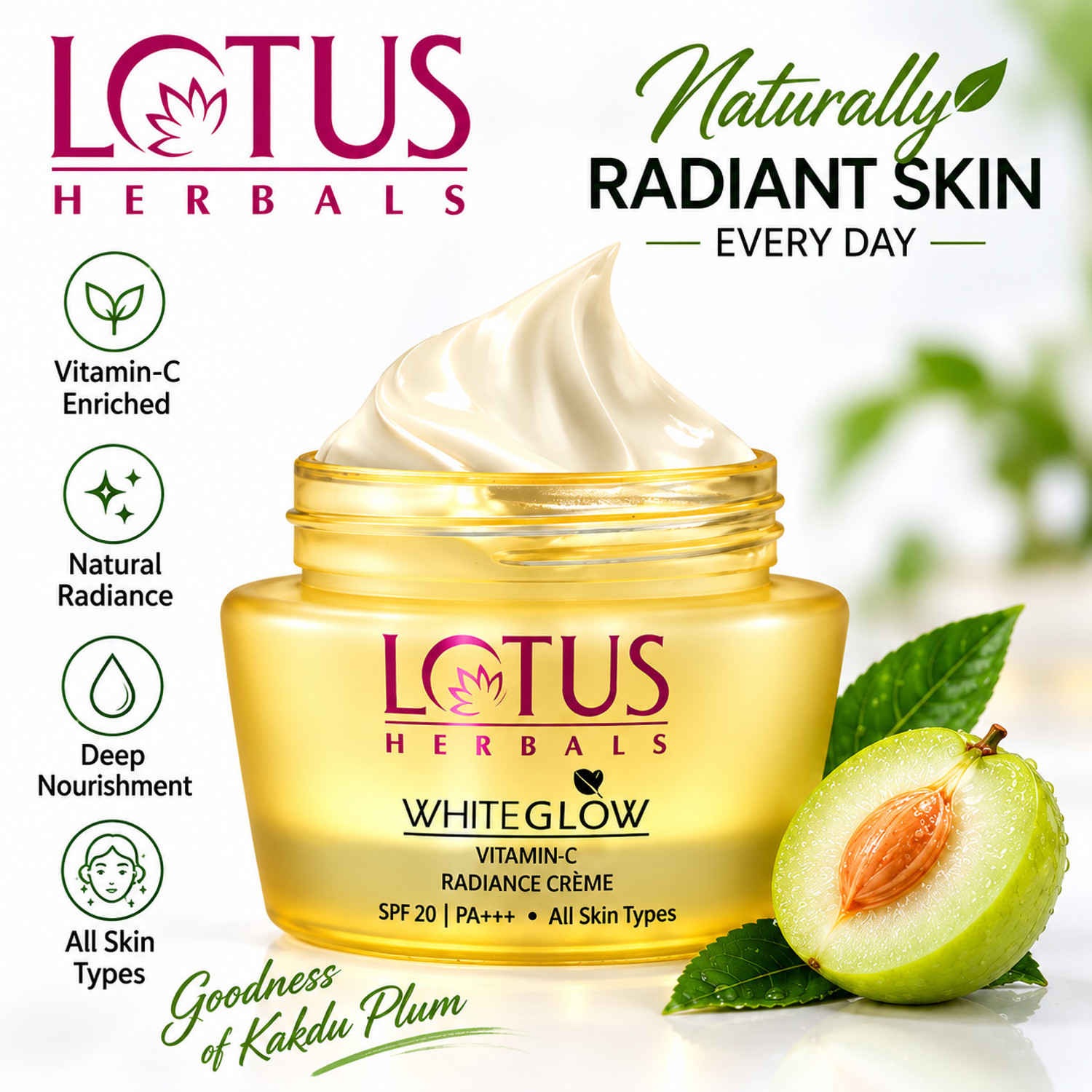 Image of LOTUS HERBALS WhiteGlow Vitamin-C Radiance Creme SPF 20