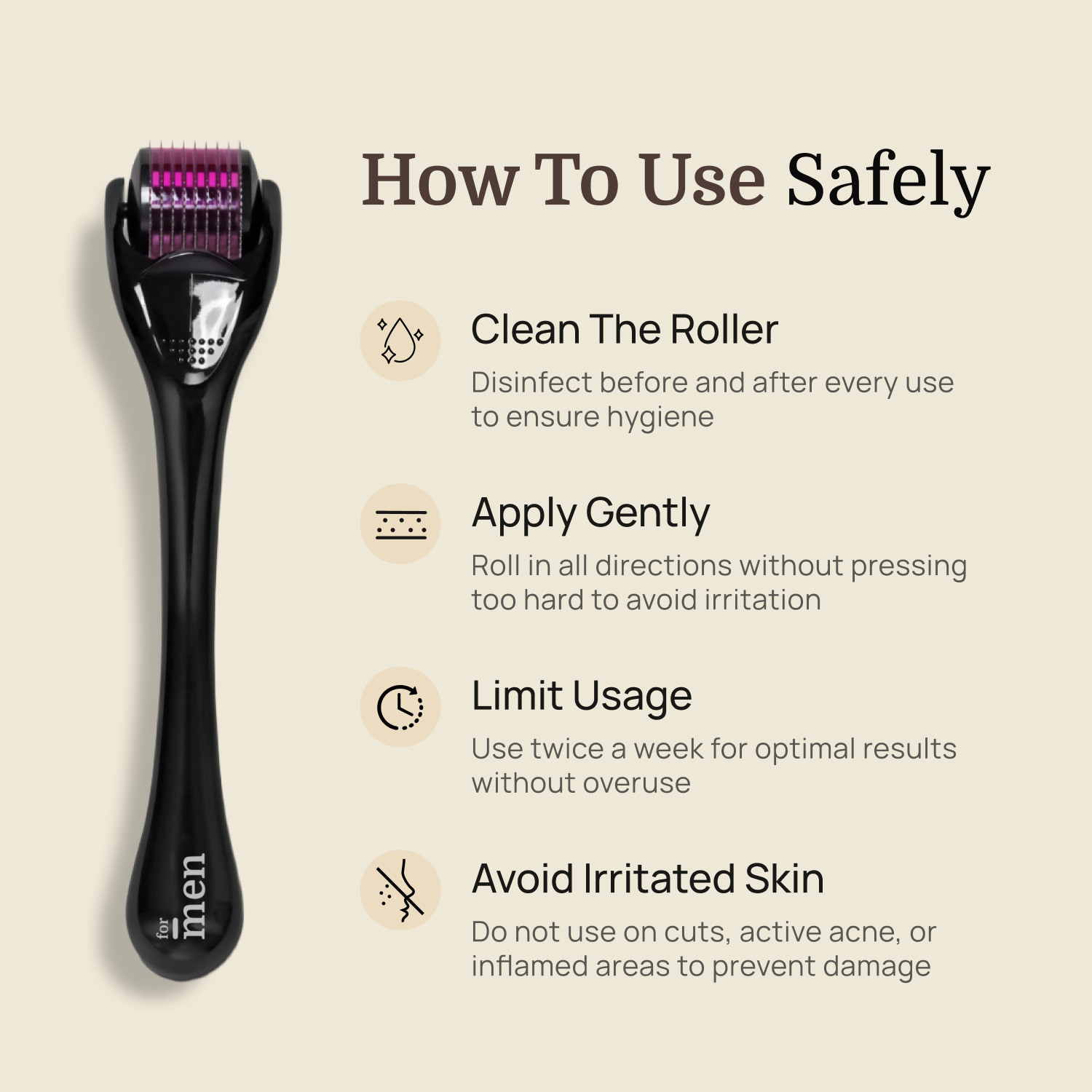 Image of Formen Derma Roller for Hair & Beard Growth 0.5mm | 540 Stainless Steel Needles for Hair Regrowth