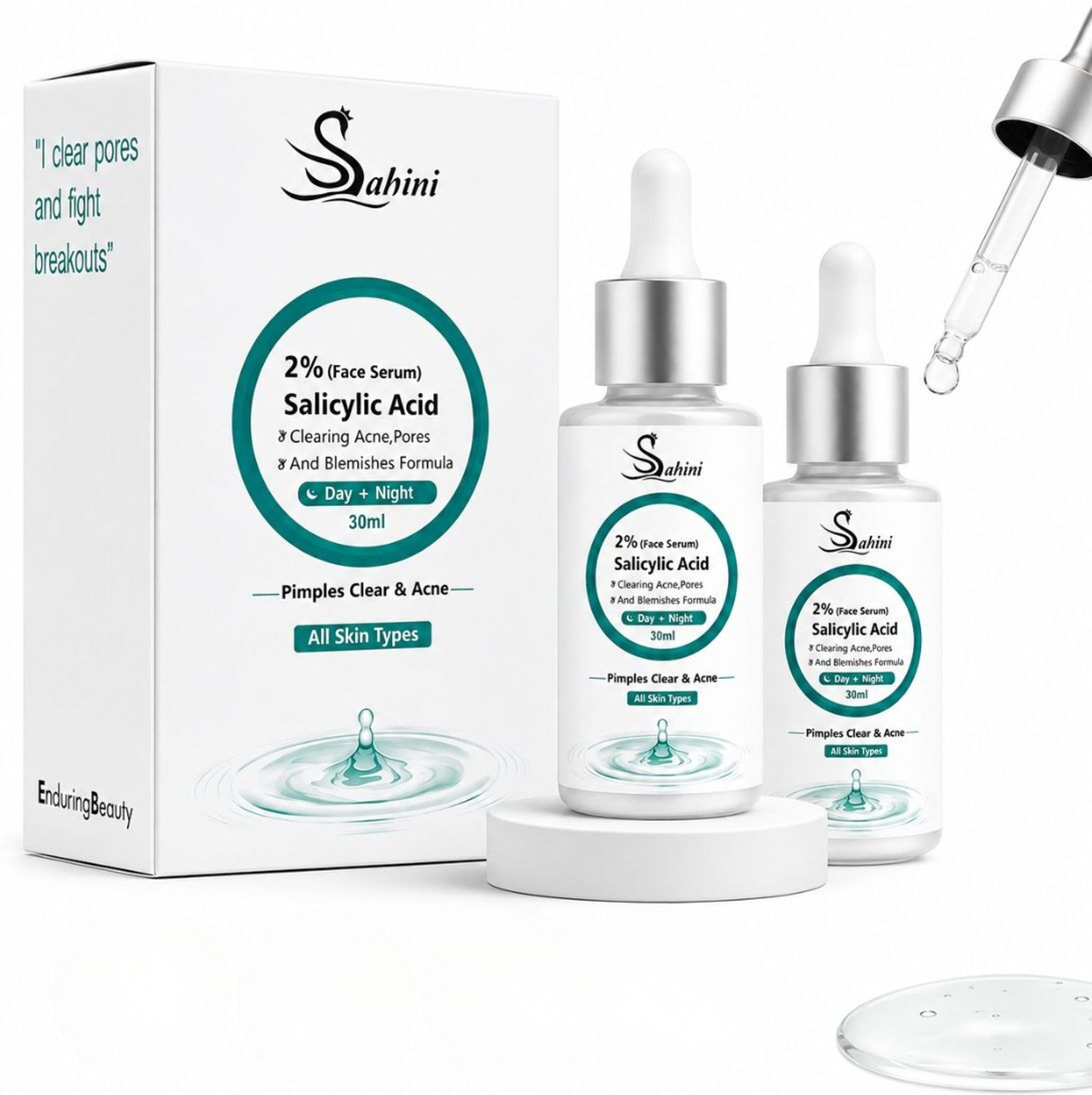 Image of sahini 2% Salicylic Acid Face Serum for Acne, Pimples, Pores & Blemishes | Face Serum for Oily & All Skin Types | Day & Night Use