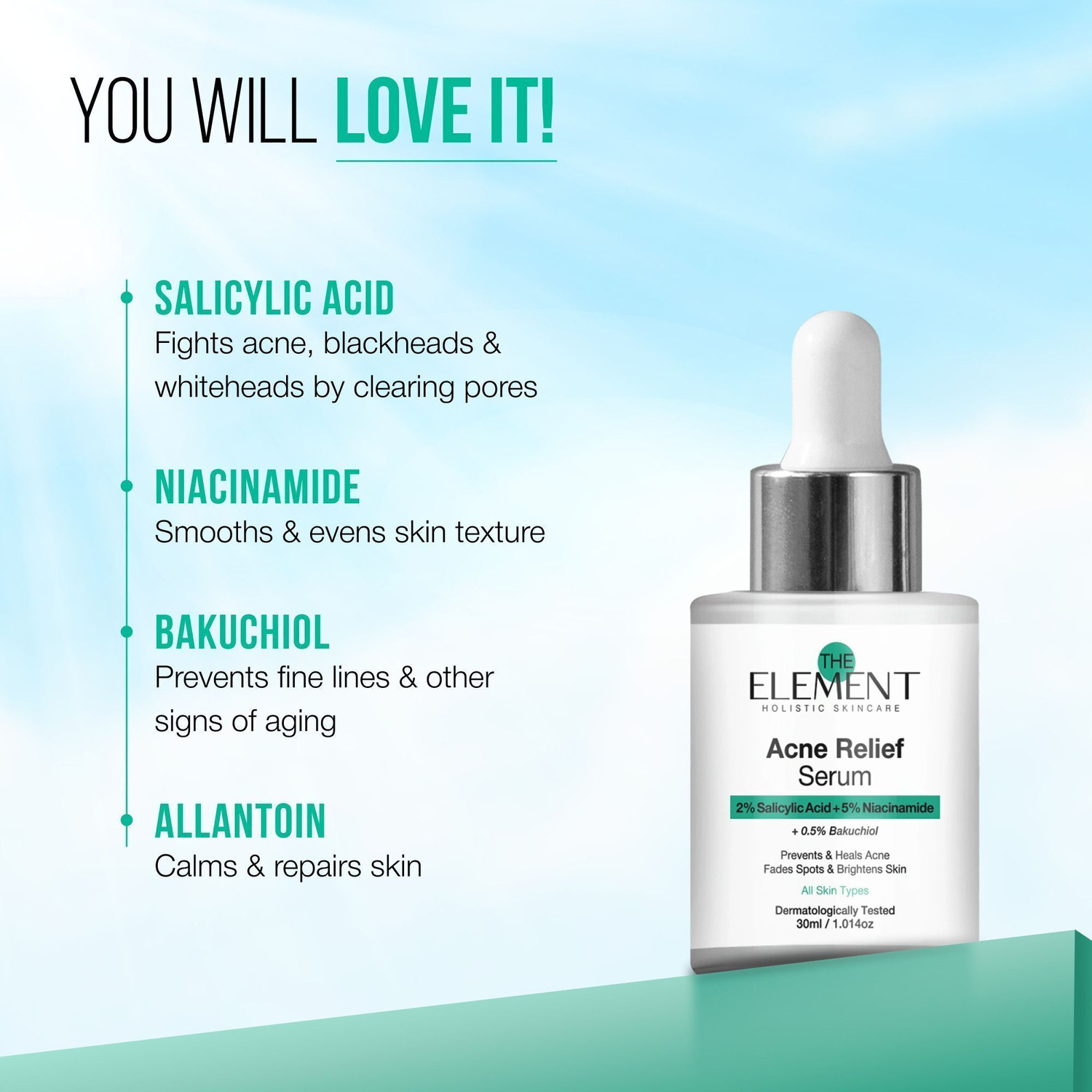 Image of the element 2% Salicylic Acid Serum with 5% Niacinamide & 0.5% Bakuchiol | Acne Relief, Oil Control, Pore Minimizing, Anti Acne Face Serum for Oily Skin, Pimples & Acne Scars, 30ml