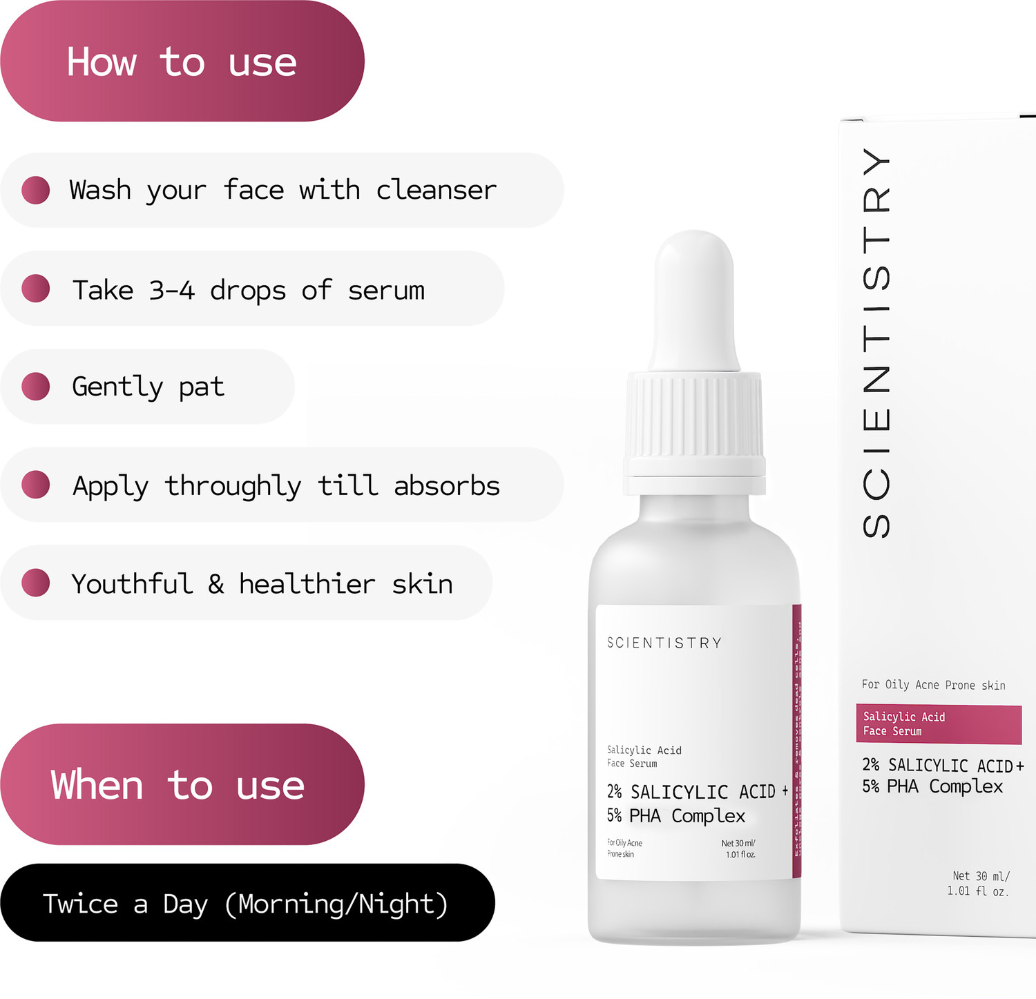Image of Scientistry 2% Salicylic Serum Powered With 5% PHA Complex For Oily Acne Prone Skin