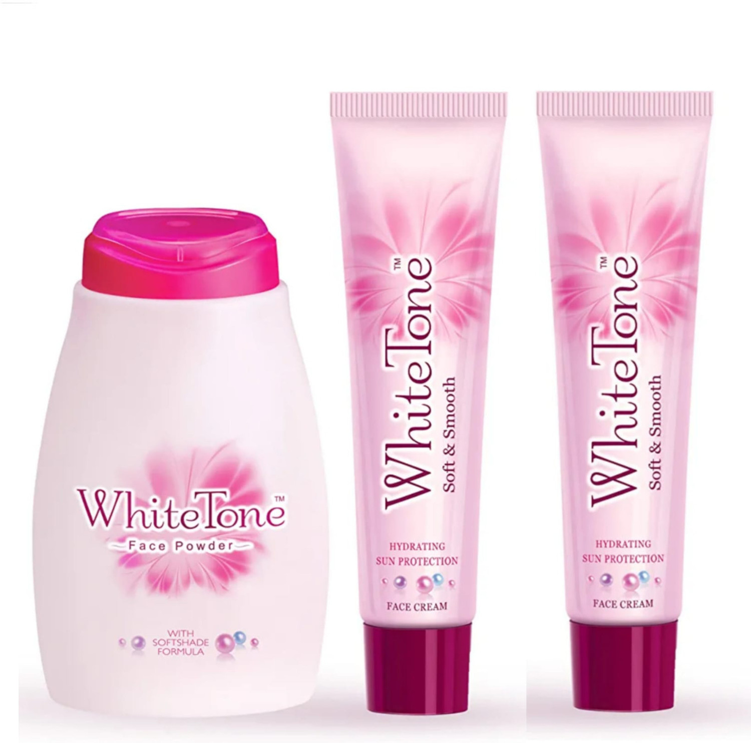 Image of White Tone Face Powder and Face Cream (30g+25g+25g) (Pack Of 3)