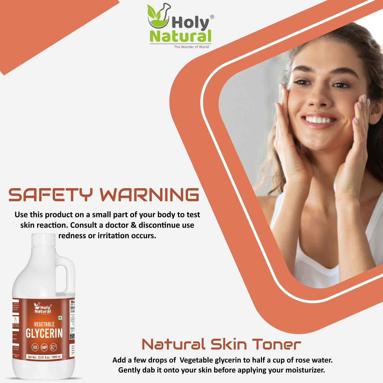 Image of Holy Natural Organic Vegetable Glycerin 1000ml, Food Grade, For Edible, Skin and Hair care (1000 ml)
