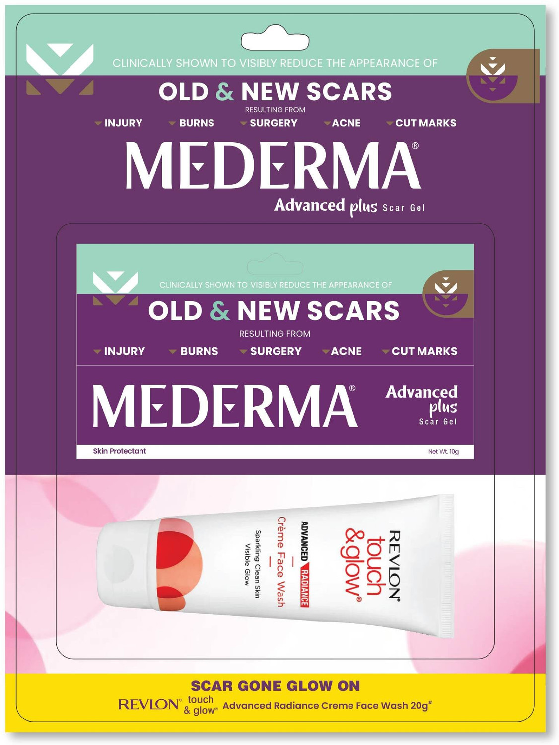 Image of MEDERMA Advanced Scar Gel (10g) with Advance Radiance Touch & Glow Face Wash (20g)