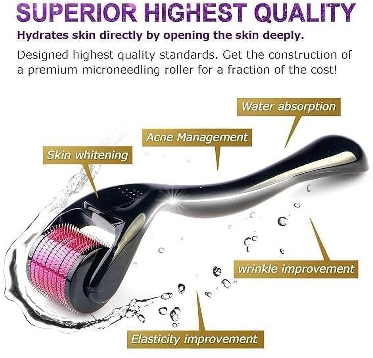 Image of LYCWANE Derma Roller with Disinfectant | With 540 Titanium Alloy Needles | Promotes Beard | Hair Growth