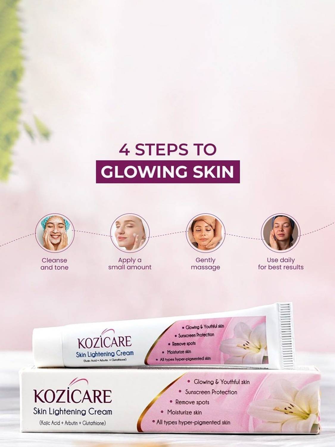 Kozicare Skin Lightening Cream with Kojic Acid, Arbutin, Glutathione - Image 5