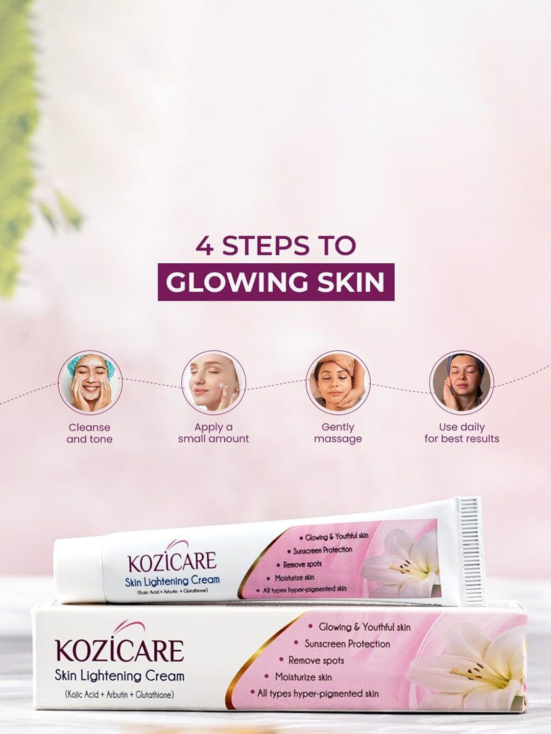 Image of Kozicare Skin Lightening Cream with Kojic Acid, Arbutin, Glutathione | All Types Skin