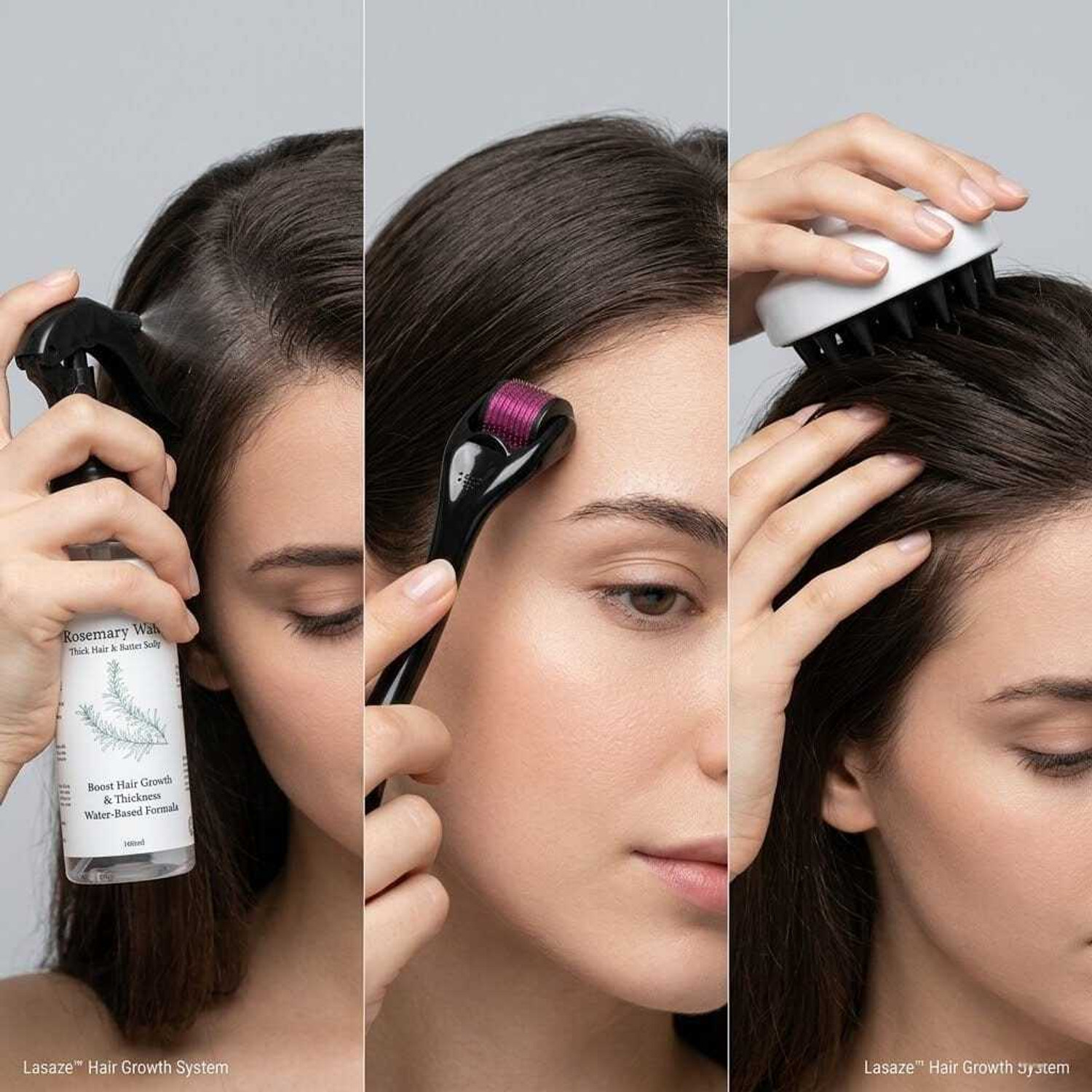 Image of Lasaze Scalp Therapy Set Rosemary Spray Massager and Micro needling Roller