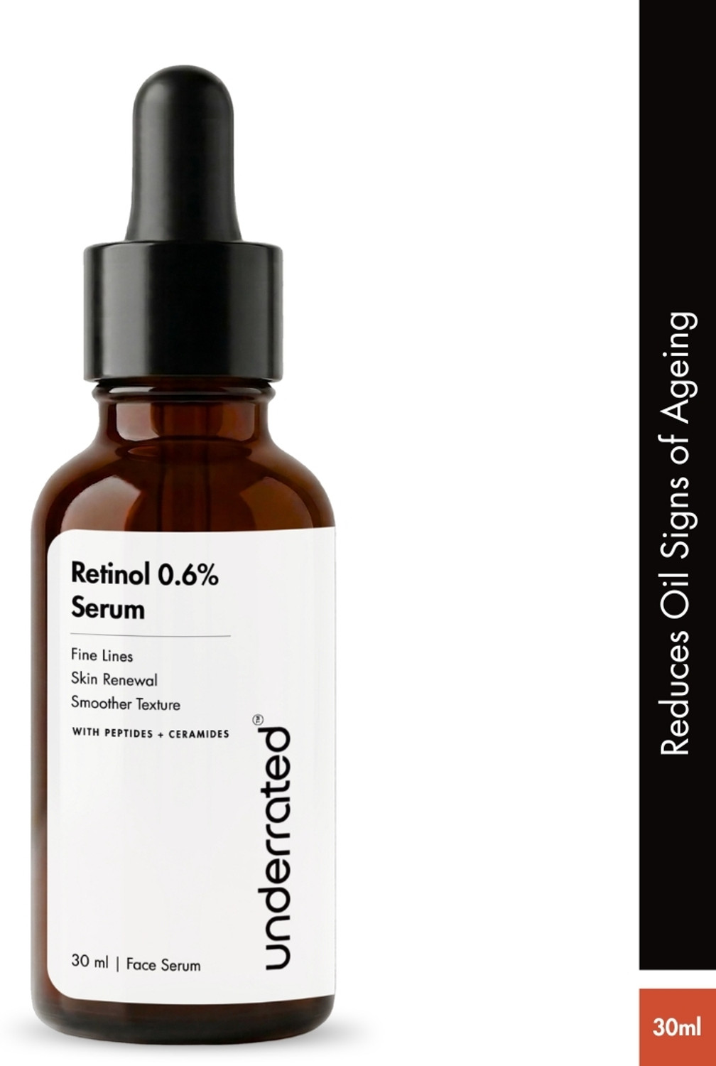 Image of Underrated Retinol 0.6% Face Serum with Peptides & Ceramides for Fine Lines & Smooth Skin