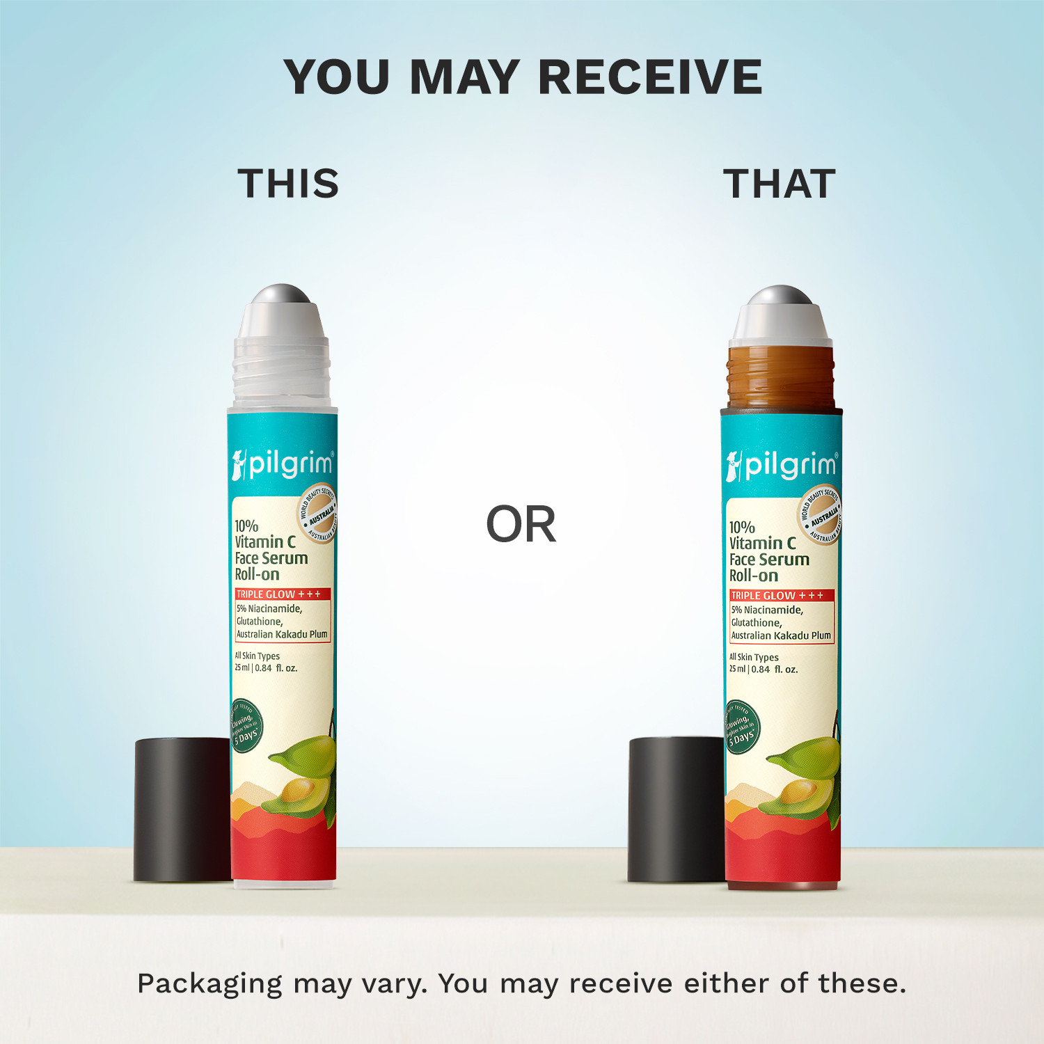 Image of Pilgrim 10% Vitamin C Face Serum Skin Brightening Roll On For Men & Women