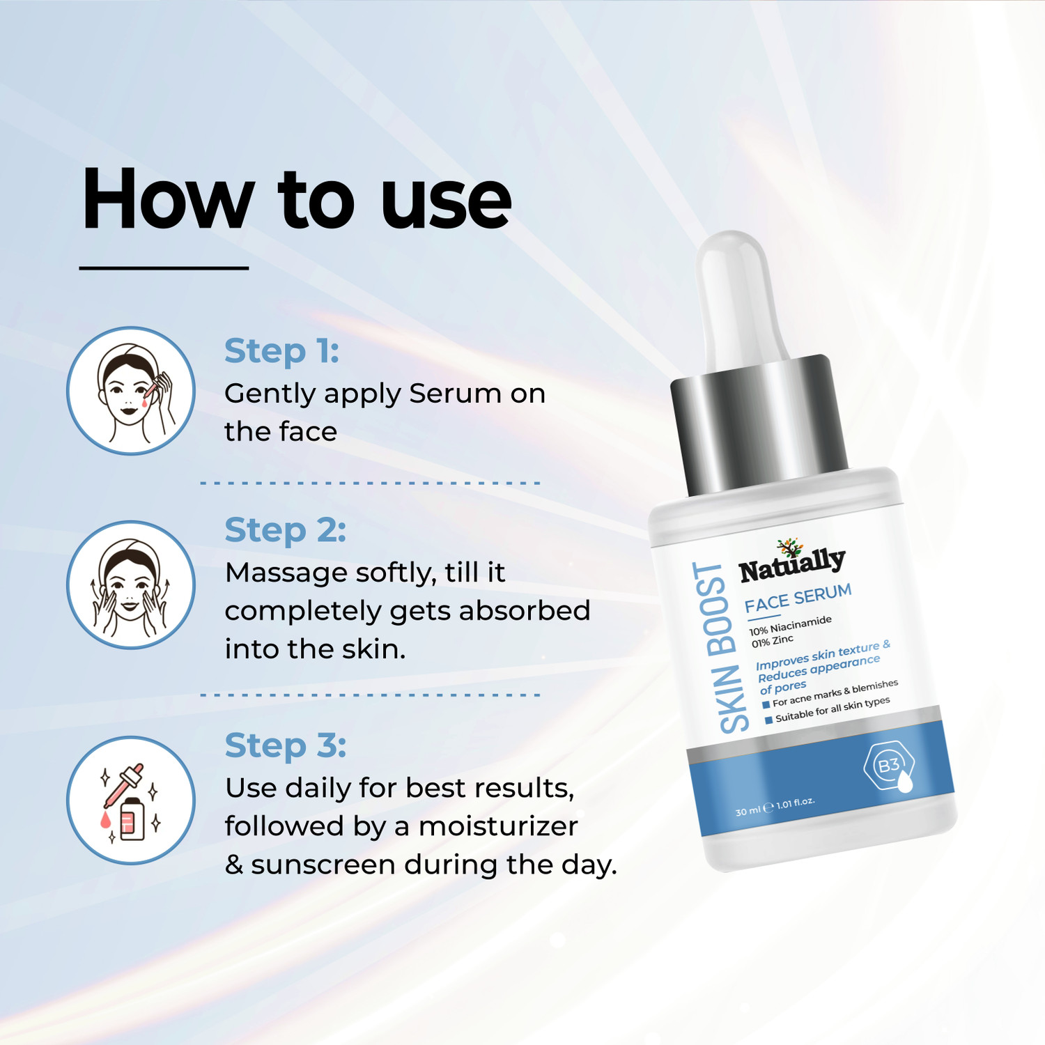 Image of Natually Skin Boost 10% Niacinamide Face Serum 30ml