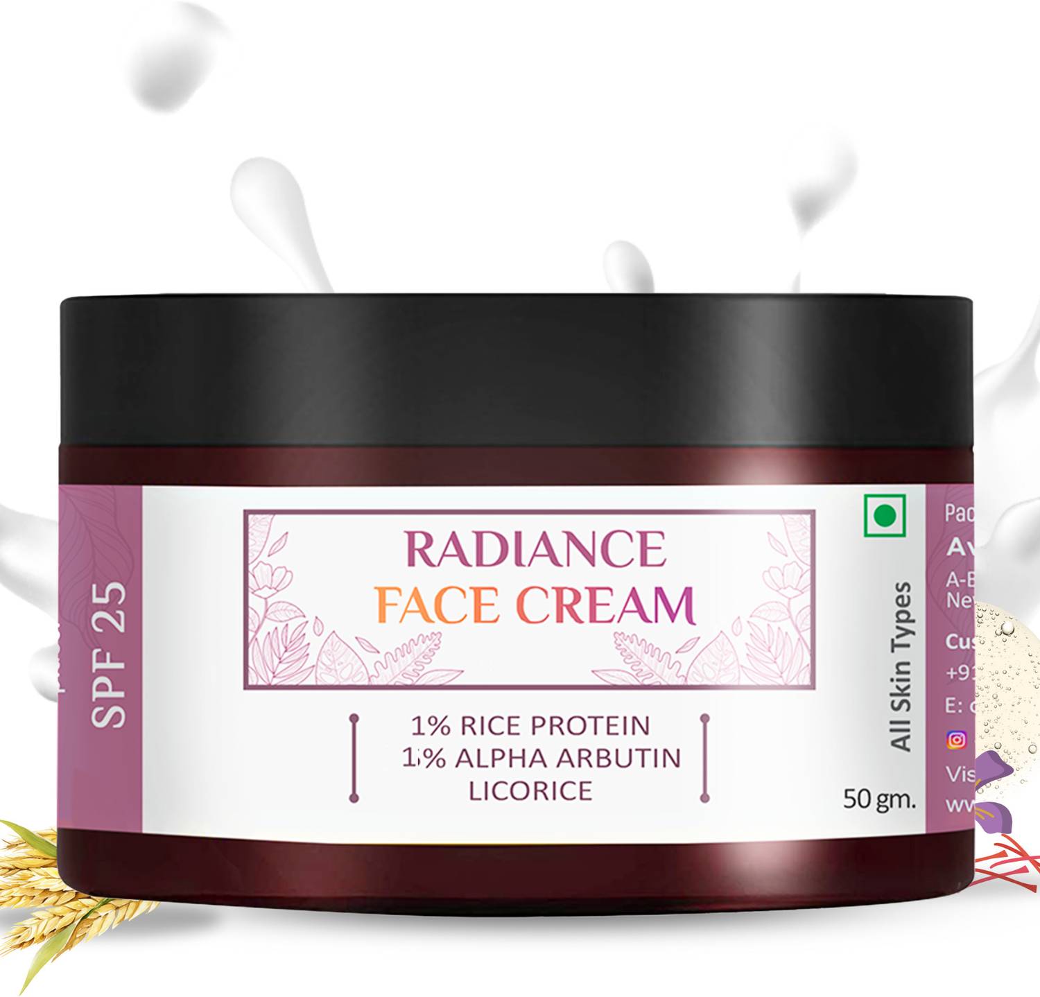 Avira Essential Radiance Cream For Pigmentation, Brightening & Wrinkles With Saffron & Licorice