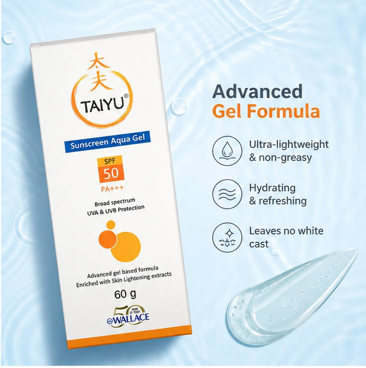 Wallace Taiyu Sunscreen SPF 50+++ Aqua Gel - Image 2