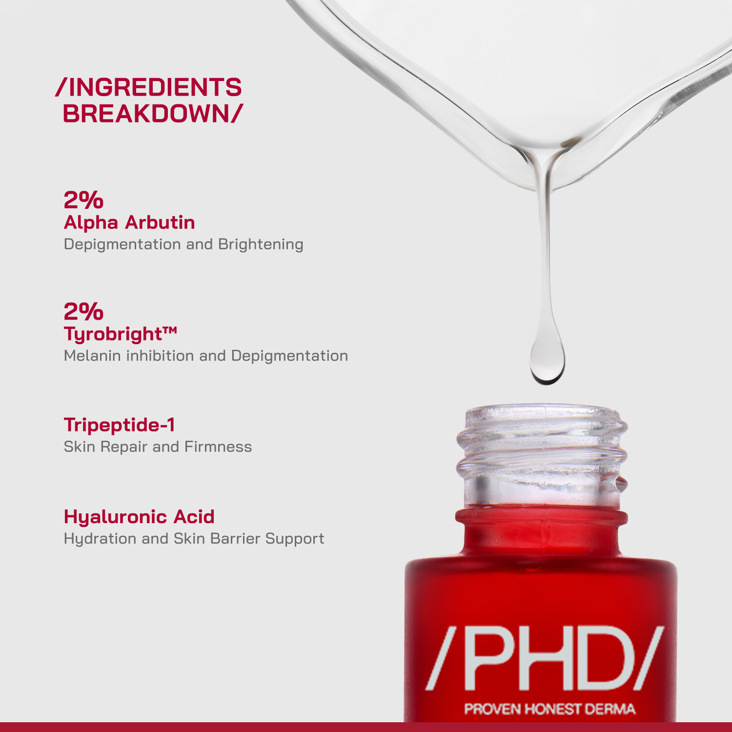 Image of Proven Honest Derma /PHD / 2% Alpha Arbutin Depigmentation Serum with 2% Tyrobright (Pack of 2)