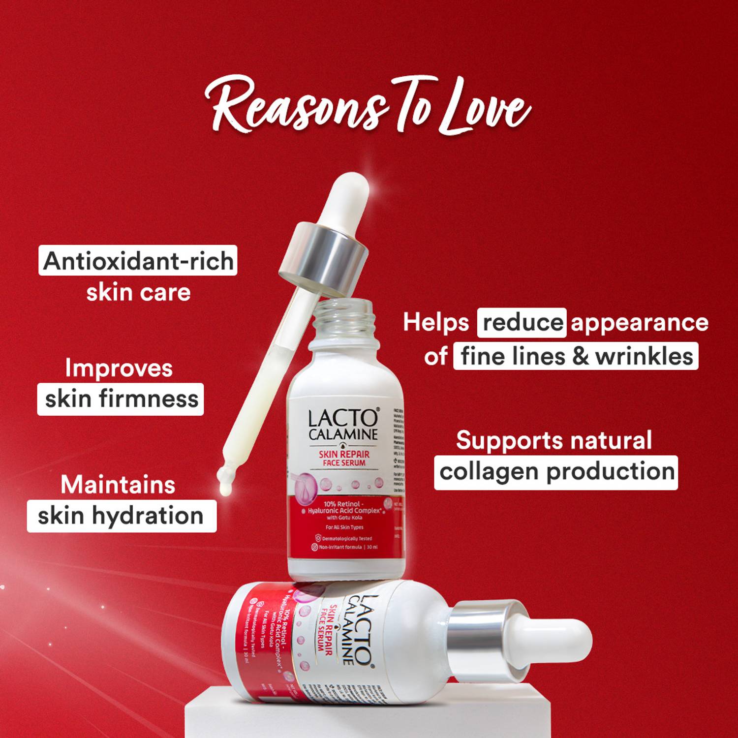 Lacto Calamine Skin Repair Face Serum 10% Retinol-Hyaluronic Acid - Image 2