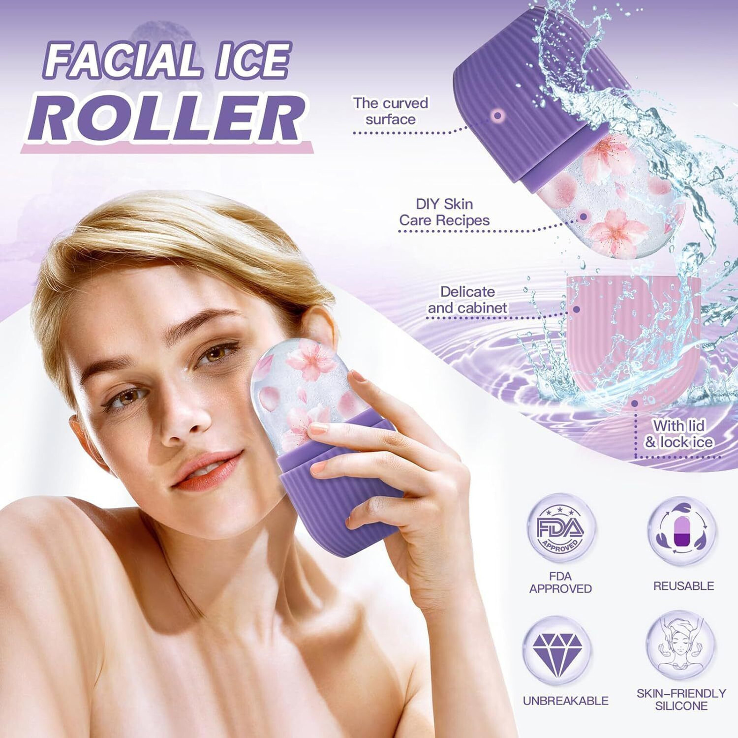 Image of Triffy Reusable Facial Ice Mold Roller for Glowing Skin and Puffiness Relief