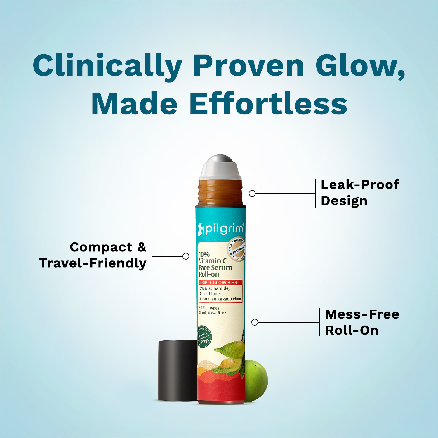 Image of Pilgrim 10% Vitamin C Face Serum Skin Brightening Roll On For Men & Women