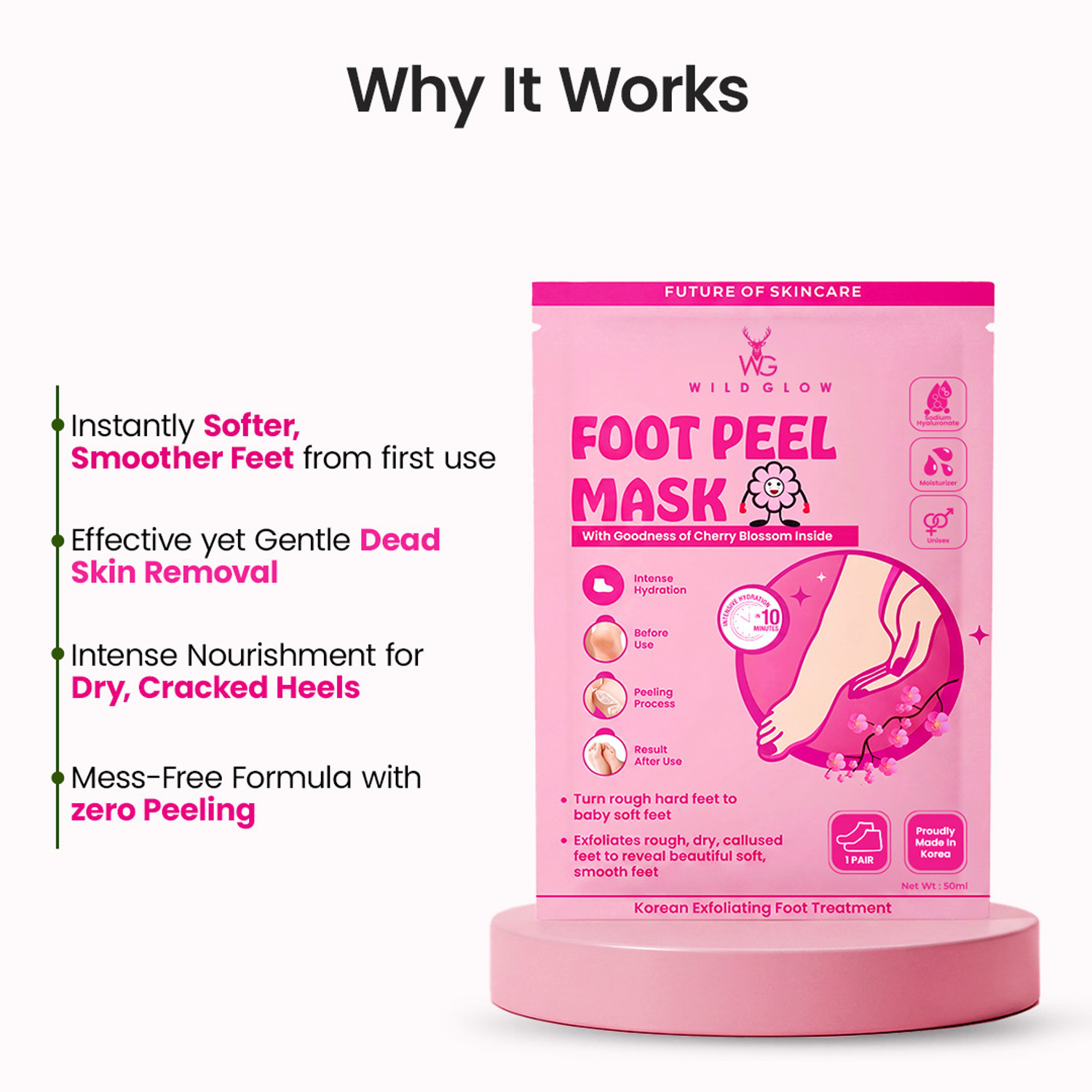 Image of WILDGLOW Korean Peeling Foot Mask Cherry Blossom Extract (50 ml)