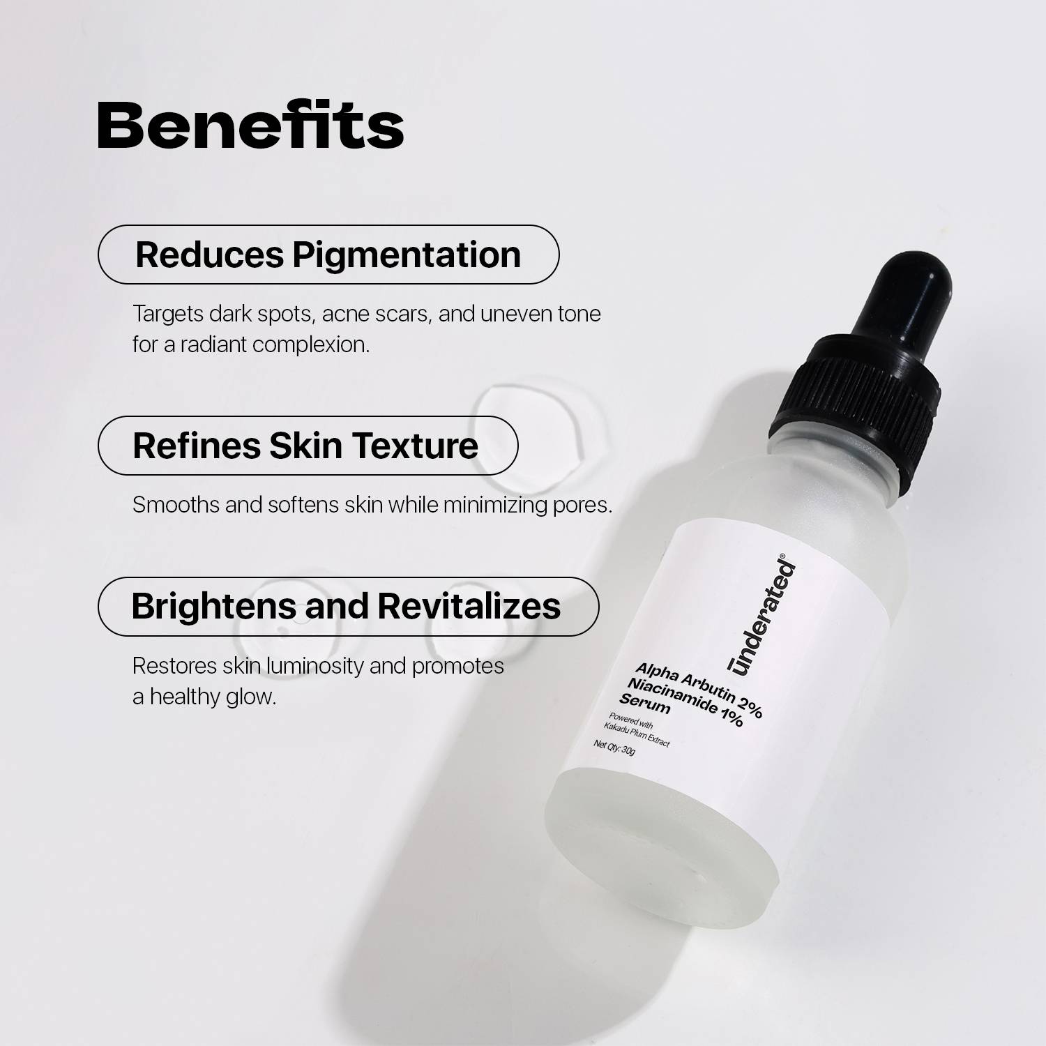 UNDERATED Alpha Arbutin 2% + Niacinamide 1% Serum 30ml - Image 4