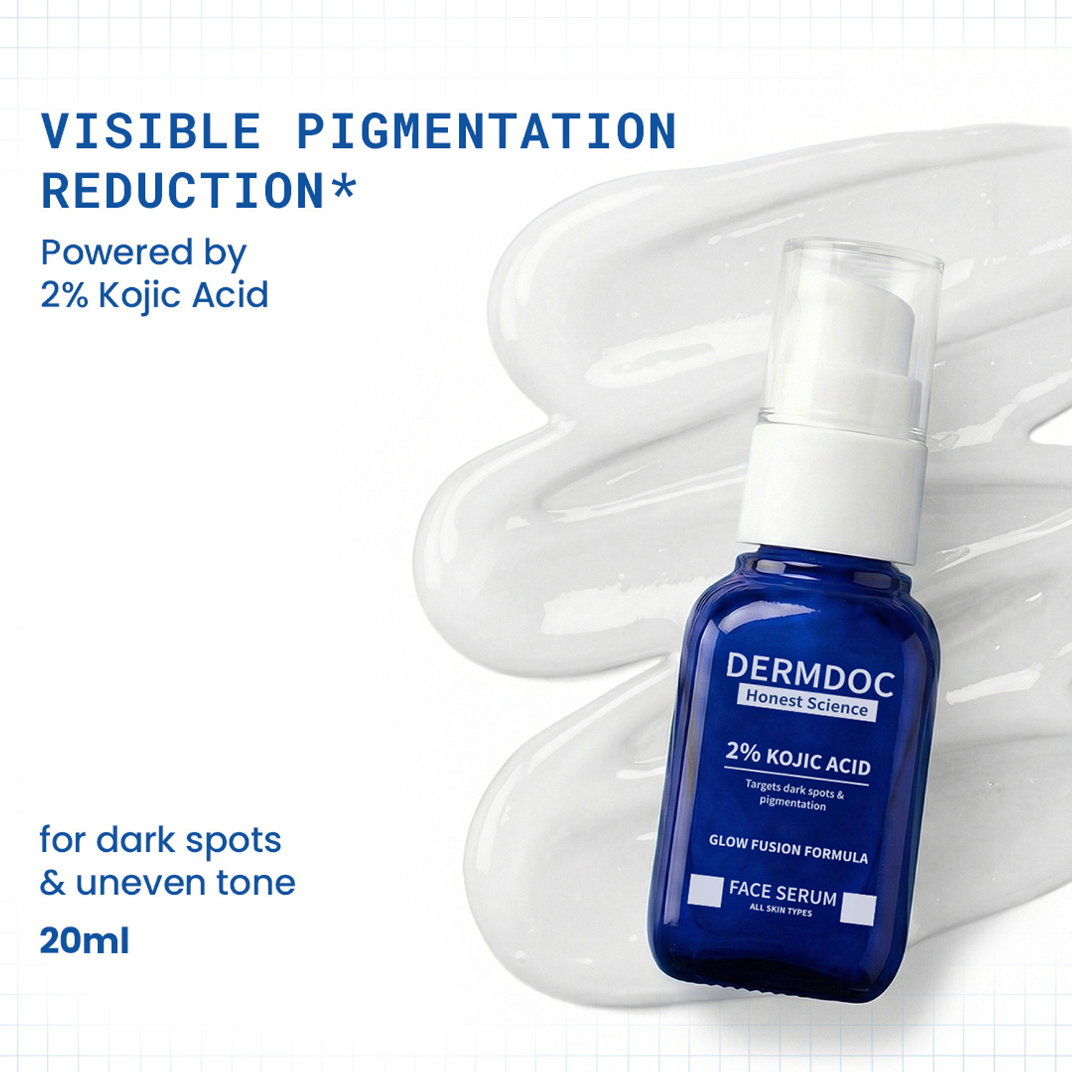 Image of DermDoc Kojic Acid Face Serum | Reduces Acne Marks, Dark Spots & Pigmentation | Brightens Skin