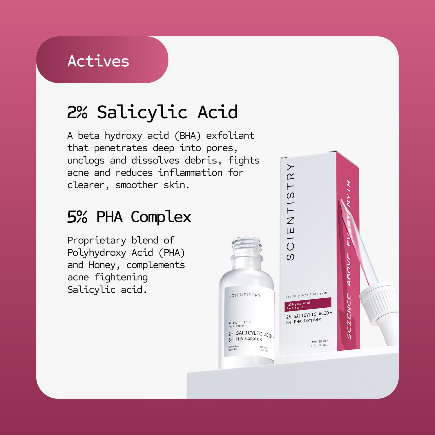 Image of Scientistry 2% Salicylic Serum Powered With 5% PHA Complex For Oily Acne Prone Skin