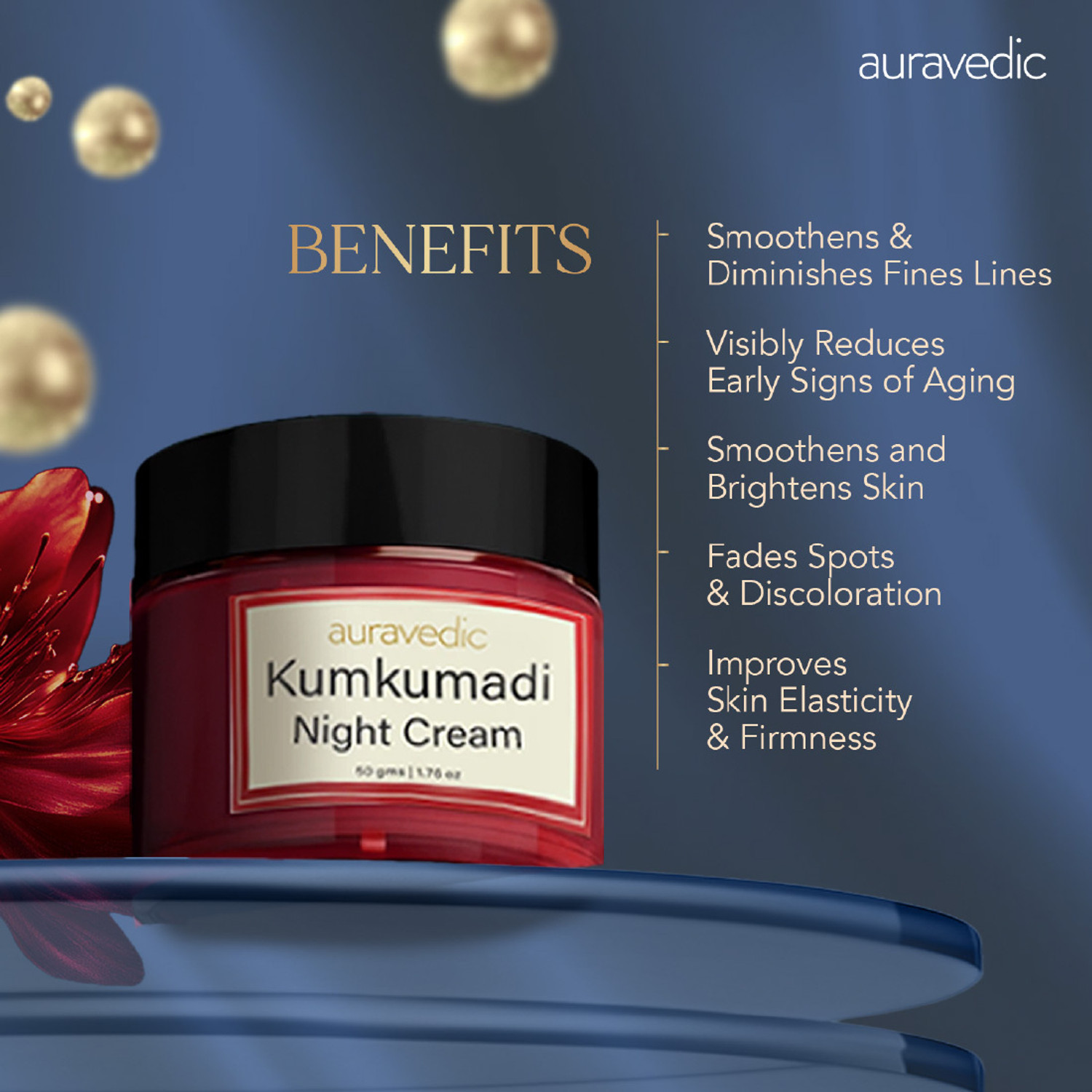 Image of AURAVEDIC Kumkumadhi Retinol Night Cream With Kumkumadi Face Oil