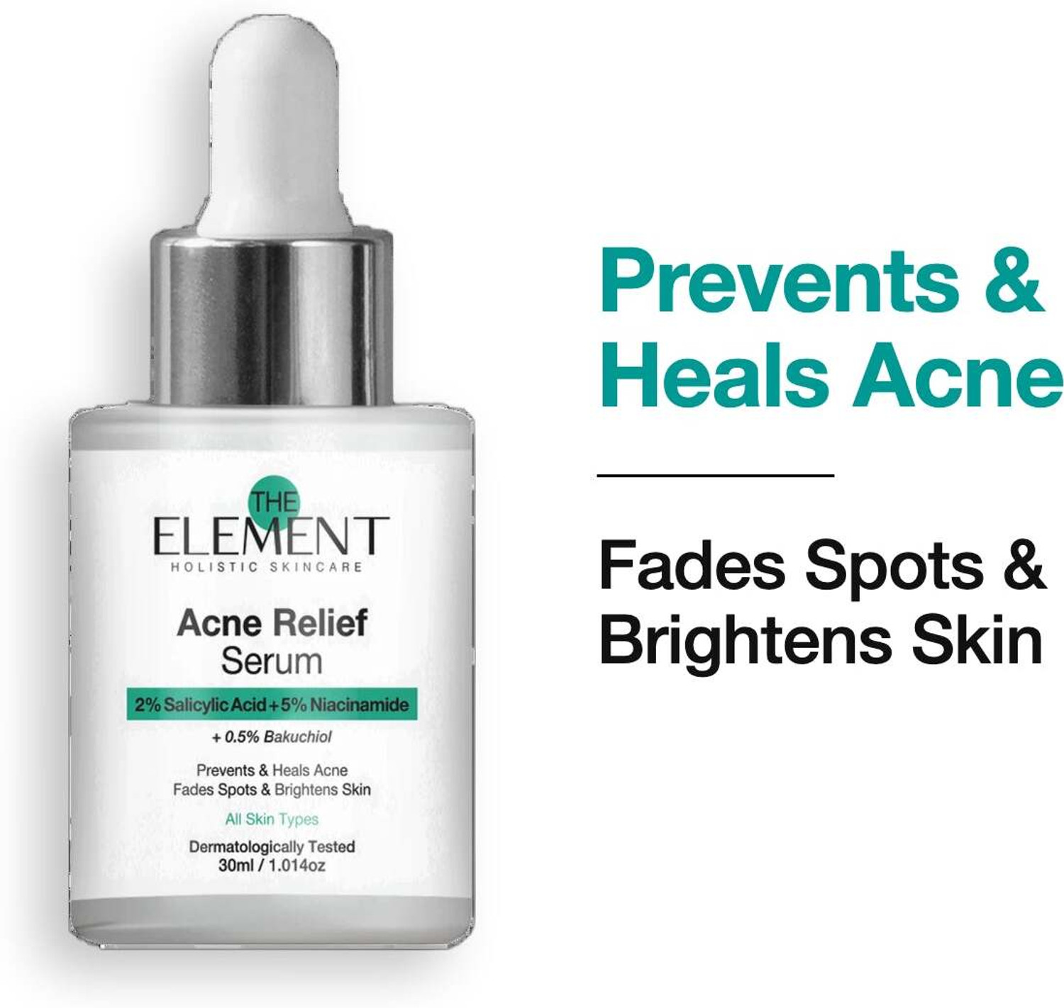 Image of the element 2% Salicylic Acid Serum with 5% Niacinamide & 0.5% Bakuchiol | Acne Relief, Oil Control, Pore Minimizing, Anti Acne Face Serum for Oily Skin, Pimples & Acne Scars, 30ml