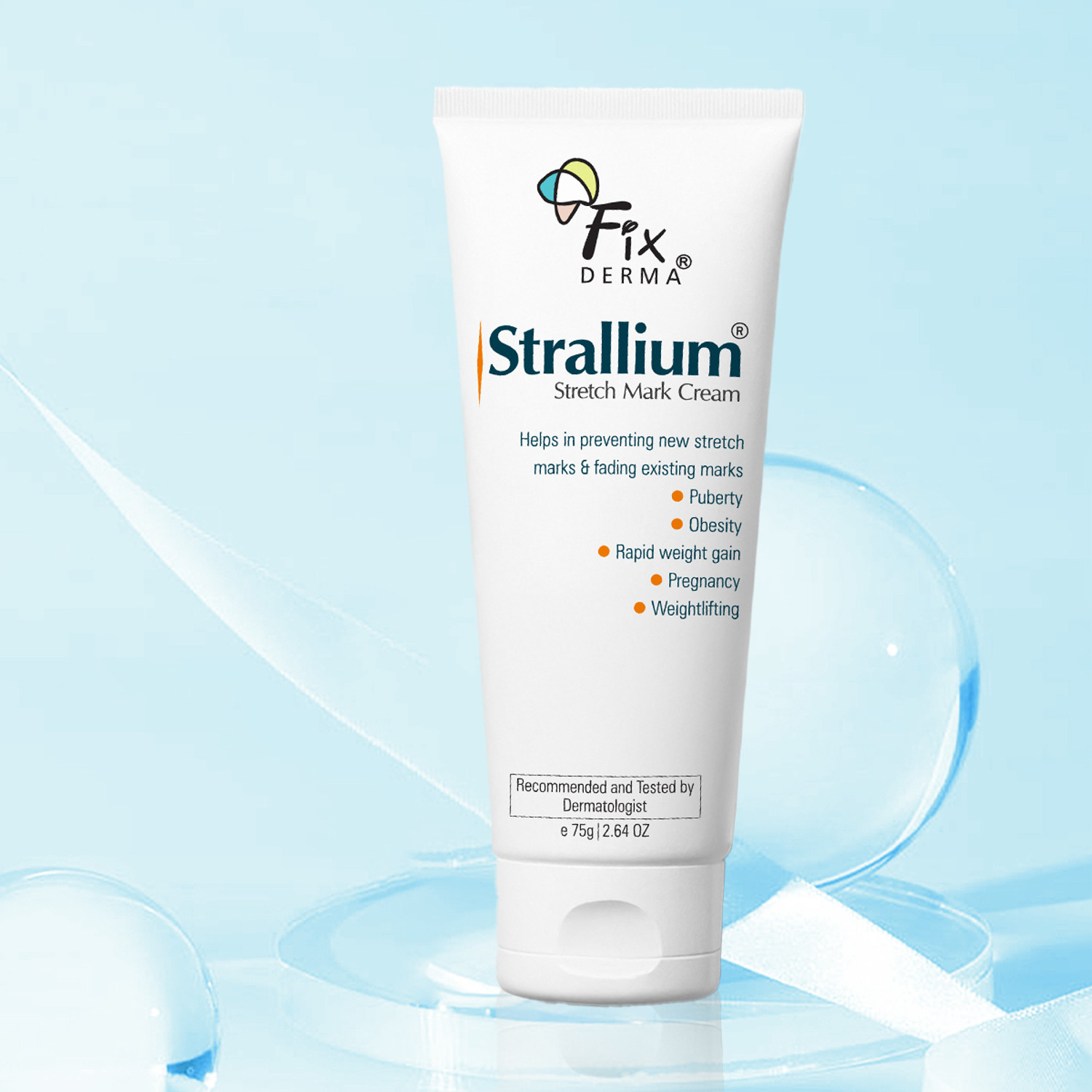 Image of Fixderma Strallium Stretch Mark Cream, Removes Pregnancy stretch marks, thighs & all body parts