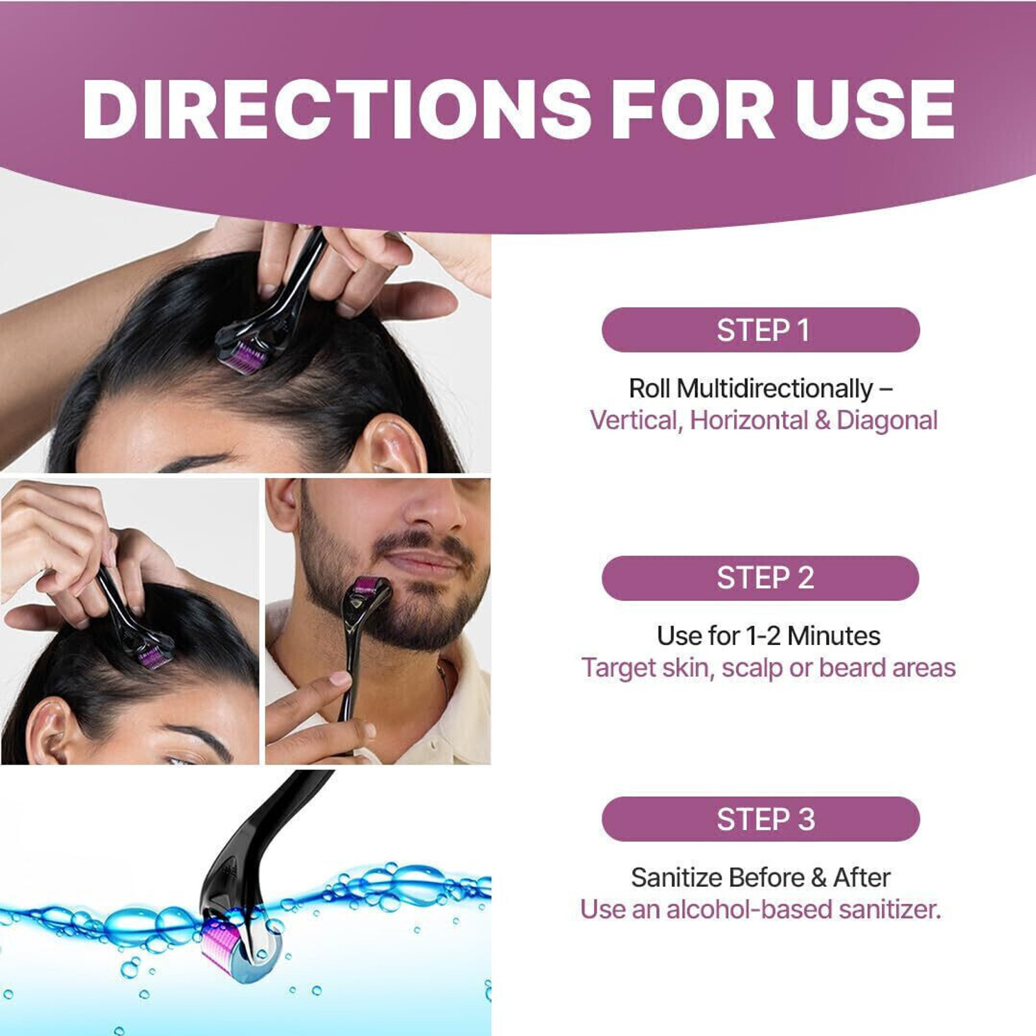 Image of LYCWANE Derma Roller for Hair & Beard Growth 0.5 mm with Titanium Alloy needles