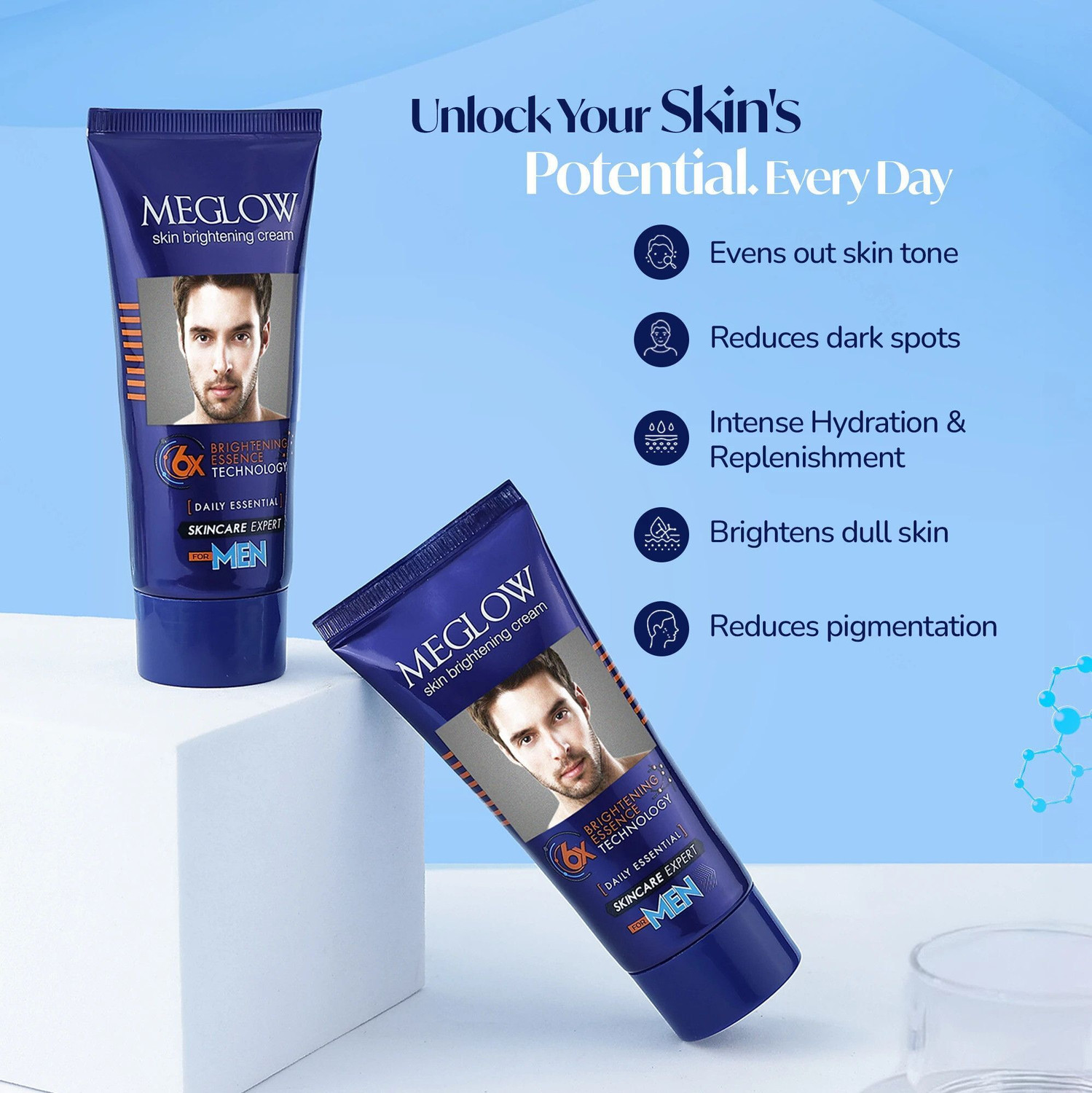 Image of meglow Skin Brightening Cream with Glycolic & Kojic Acid Dark Spots Removal