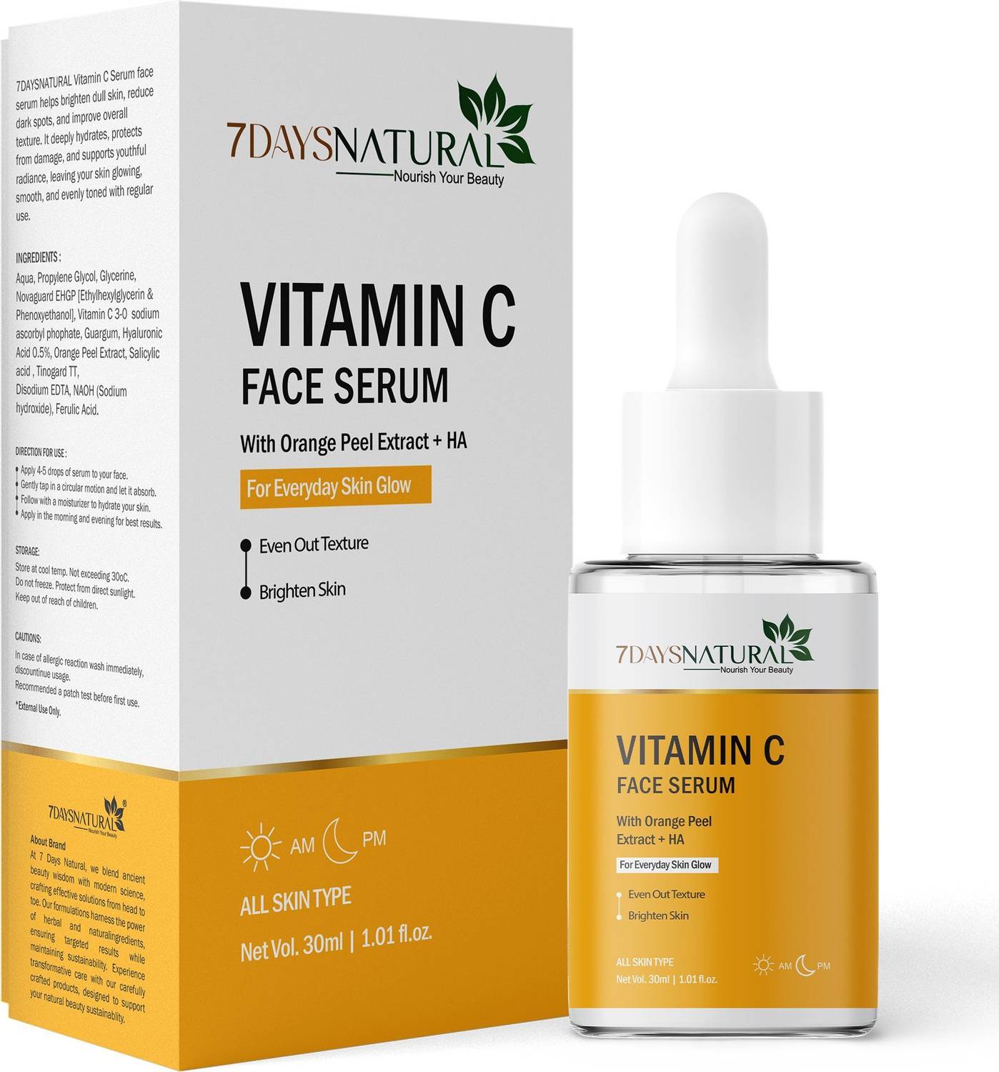 7days natural Vitamin C Face Serum-Brightens & Reduces Dark Spots | Acne |pigmentation