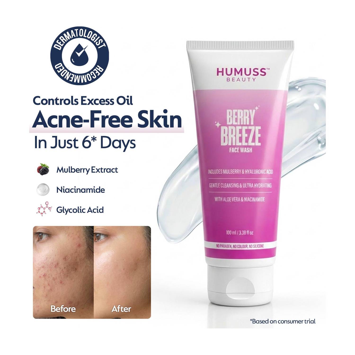 Humuss Beauty Super Glow Acne Control Face Wash - Image 1