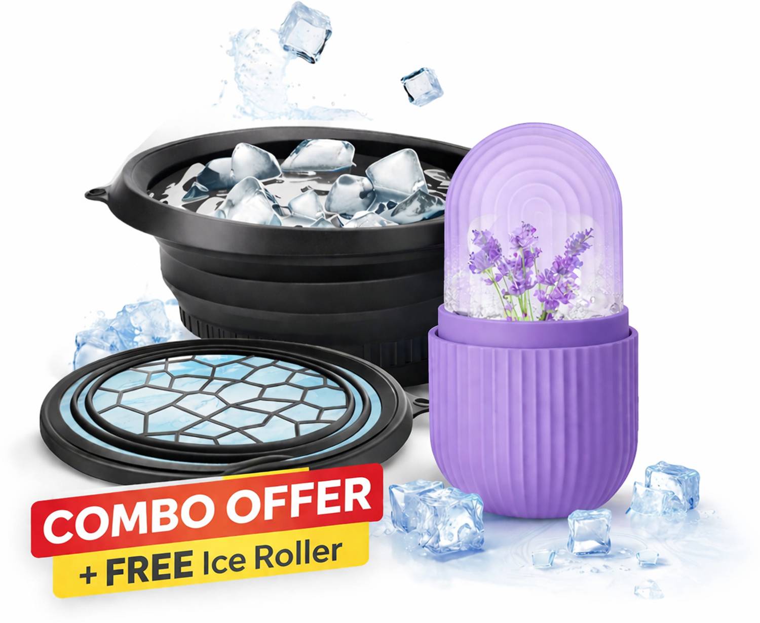 Glosstiy Glam Premium Ice Facial Combo Set with Ice Roller - Image 1